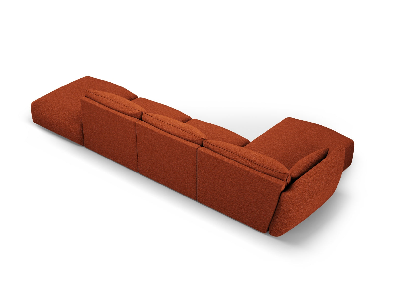 Elegantes 5-Sitzer Ecksofa links Matera in warmem Terracotta, ideal für stilvolle und einladende Wohnräume von Cosmopolitan Design.