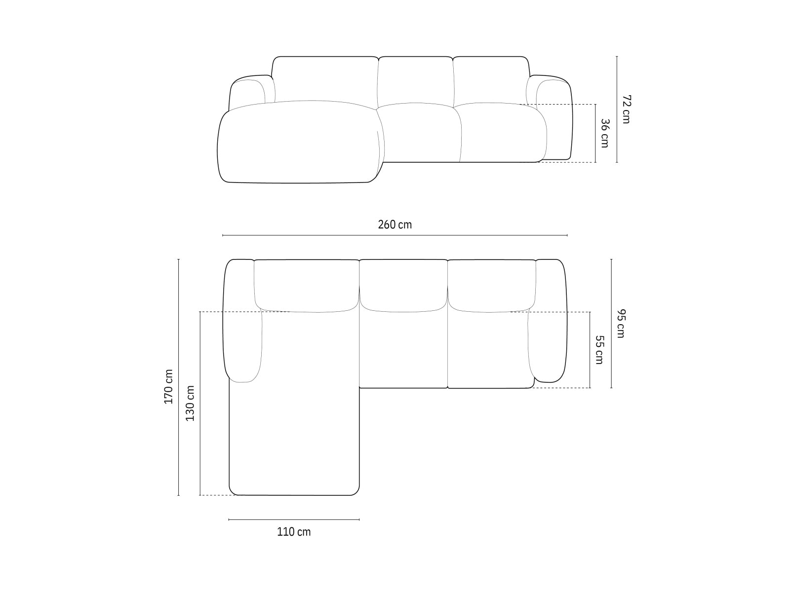 Modernes Nolio Ecksofa links in Petrol-Haga, 4-Sitzer, 170 cm, ideal für stilvolle und gemütliche Wohnbereiche von Cosmopolitan Design.