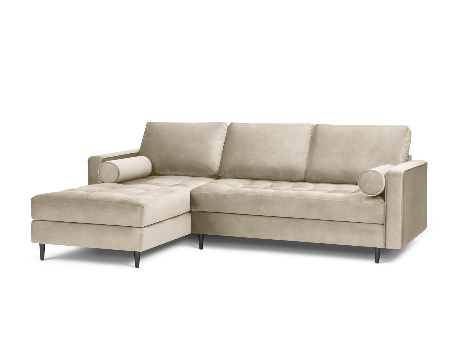 Elegantes 4-Sitzer Ecksofa links Aspen in stilvollem Dark Beige, ideal für moderne Wohnräume, präsentiert von Cosmopolitan Design.