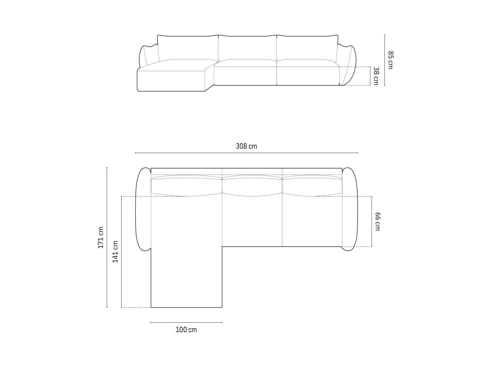 Elegantes 4-Sitzer Ecksofa links Matera von Cosmopolitan Design, perfekt für stilvolle Wohnräume und entspannte Abende.