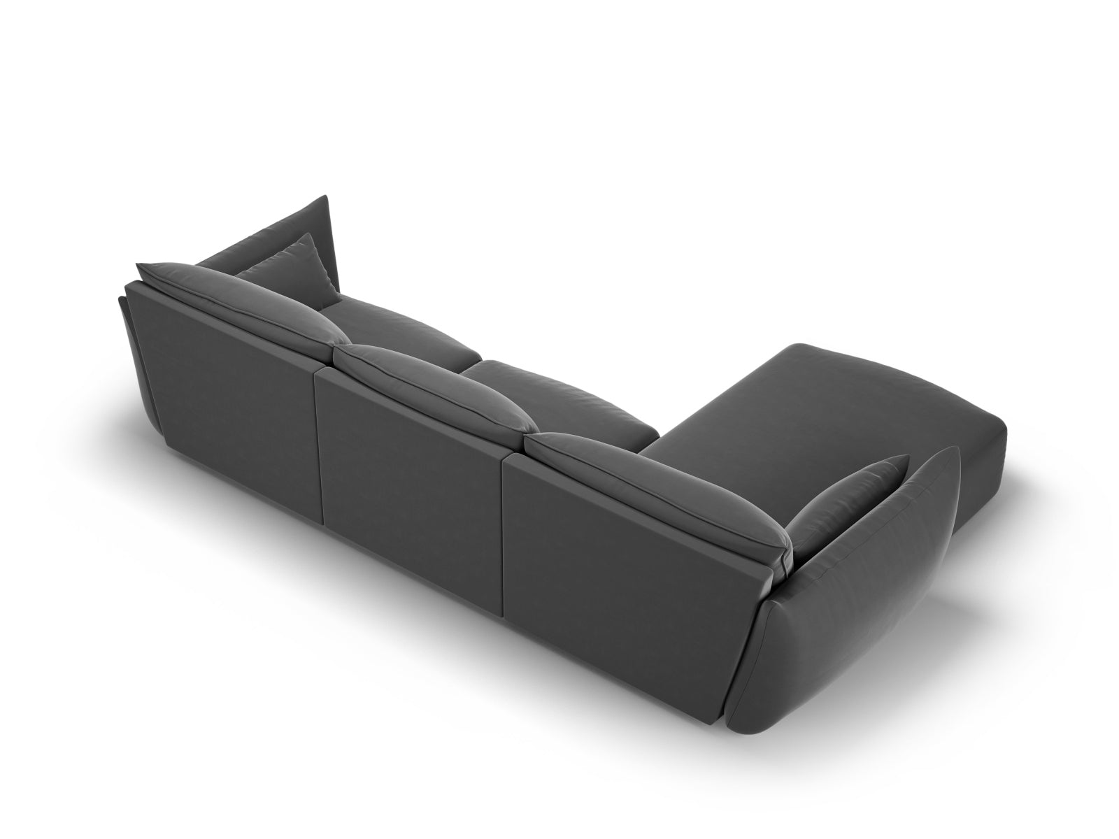 Modernes 4-Sitzer Ecksofa links Matera in zeitlosem Dunkelgrau, ideal für gemütliche und stilvolle Wohnräume von Cosmopolitan Design.