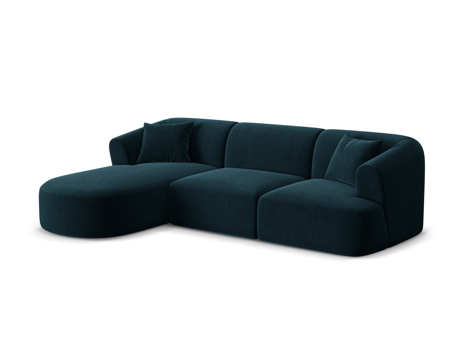 Elegantes 4-Sitzer Ecksofa links Campi in tiefem Petrol, ideal für stilvolle Wohnräume, erhältlich bei KAQTU Design AG.