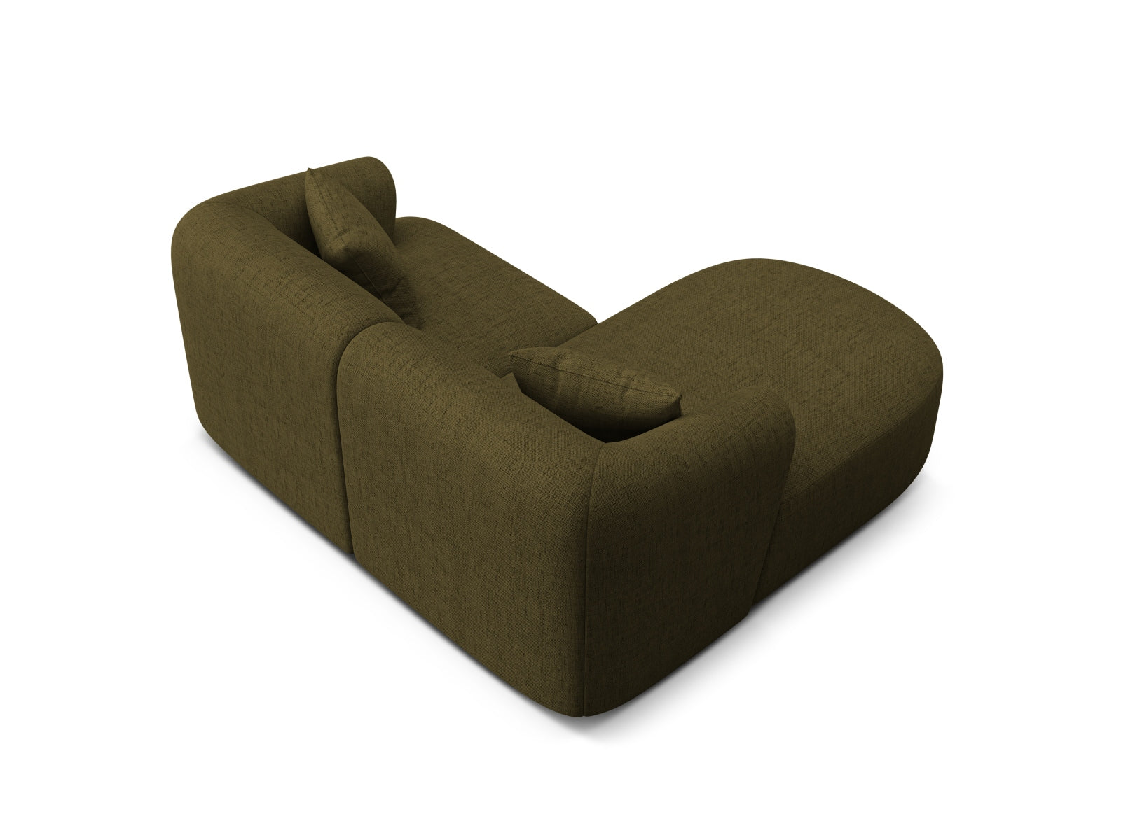 Modulares 3-Sitzer Ecksofa Campi in ansprechendem Grün, perfekt für moderne Wohnkonzepte und gemütliche Entspannungsecken.