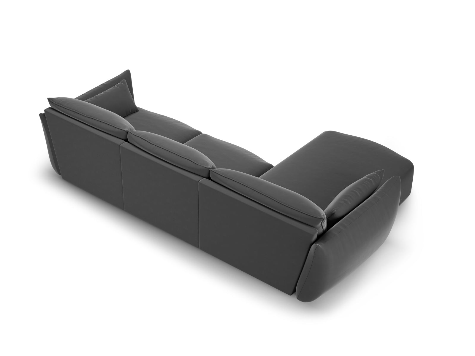 Elegantes 5-Sitzer Ecksofa links Matera in edlem Dunkelgrau, perfekt für stilvolle Wohnzimmer, entworfen von Cosmopolitan Design.