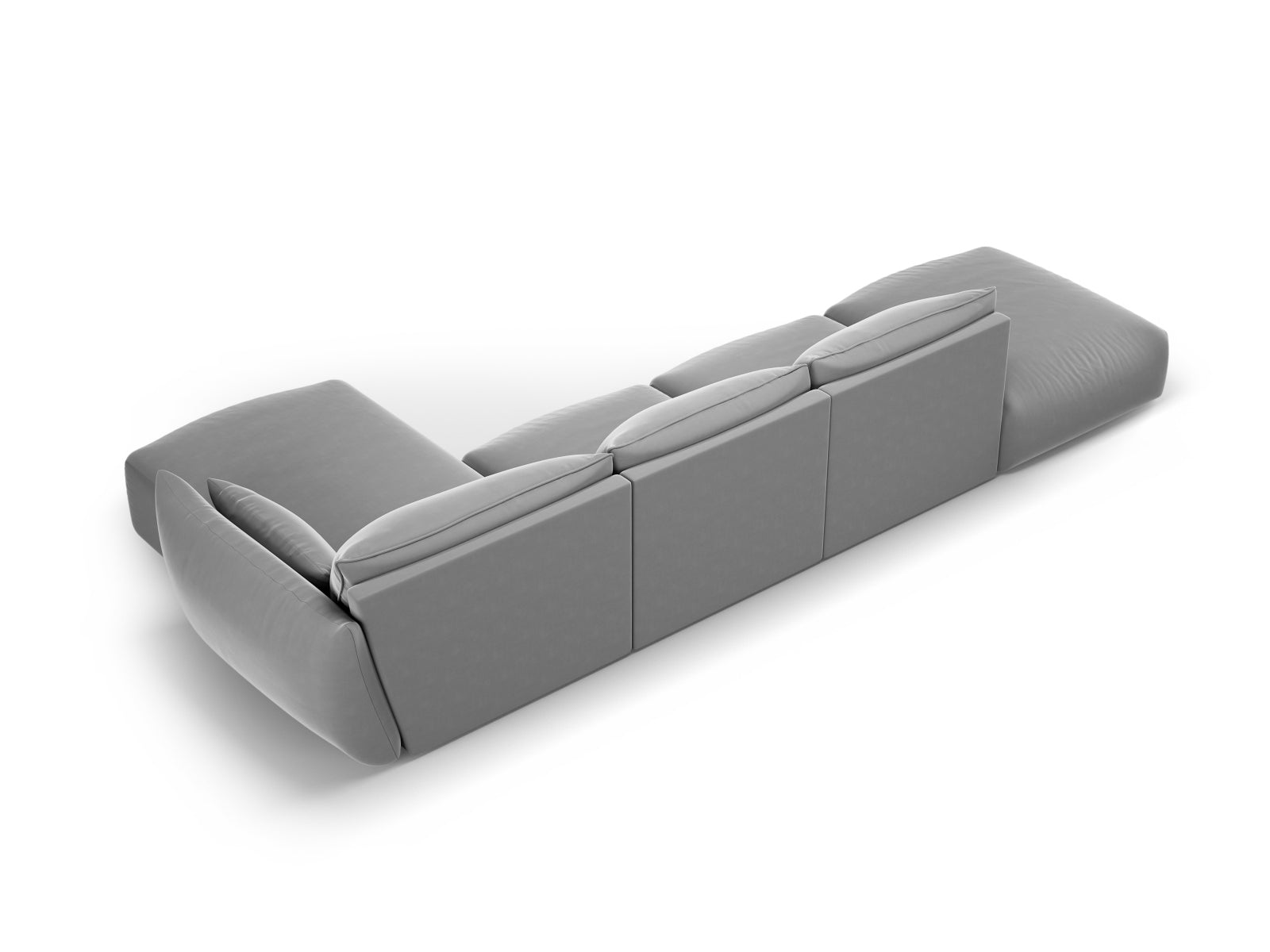 Elegantes 5-Sitzer Ecksofa rechts Matera in zeitlosem Grau, ideal für gemütliche und moderne Wohnräume von Cosmopolitan Design.