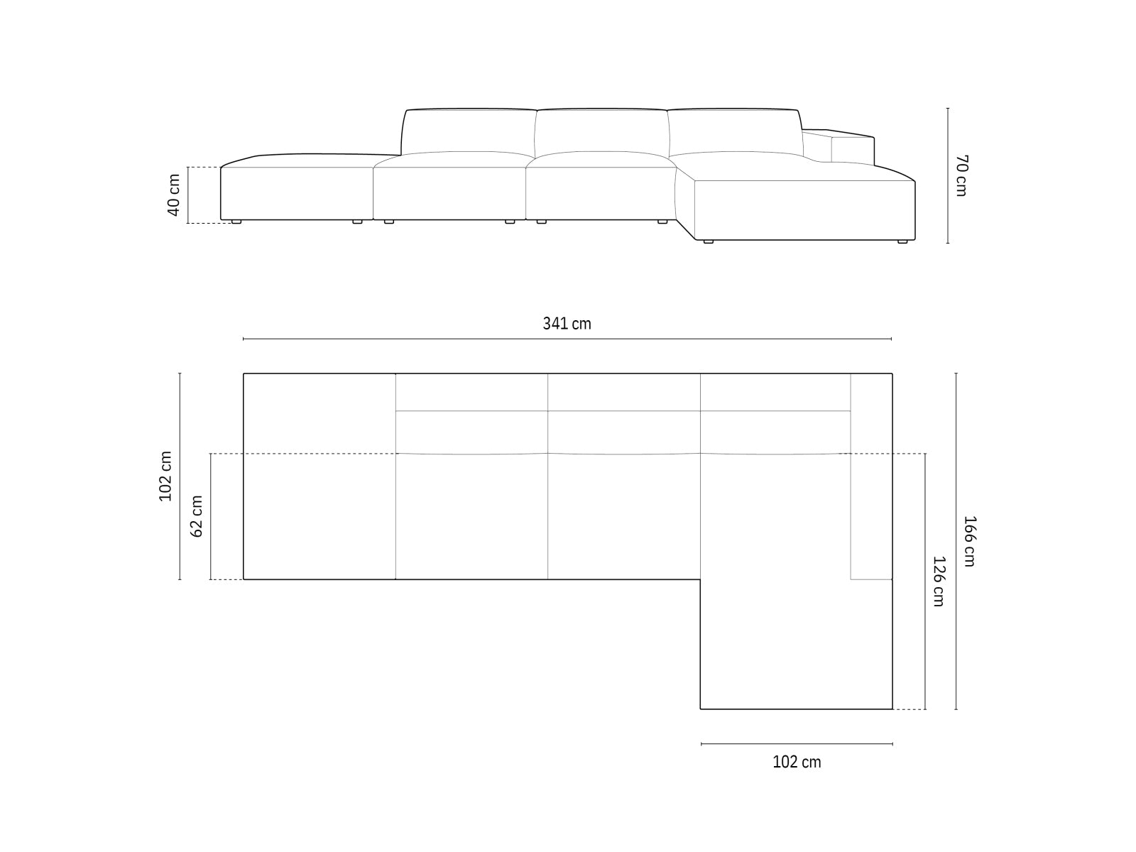 Elegantes Chicago Velour Ecksofa in hellem Beige, 5-Sitzer, ideal für stilvolle Wohnräume, erhältlich bei Cosmopolitan Design.