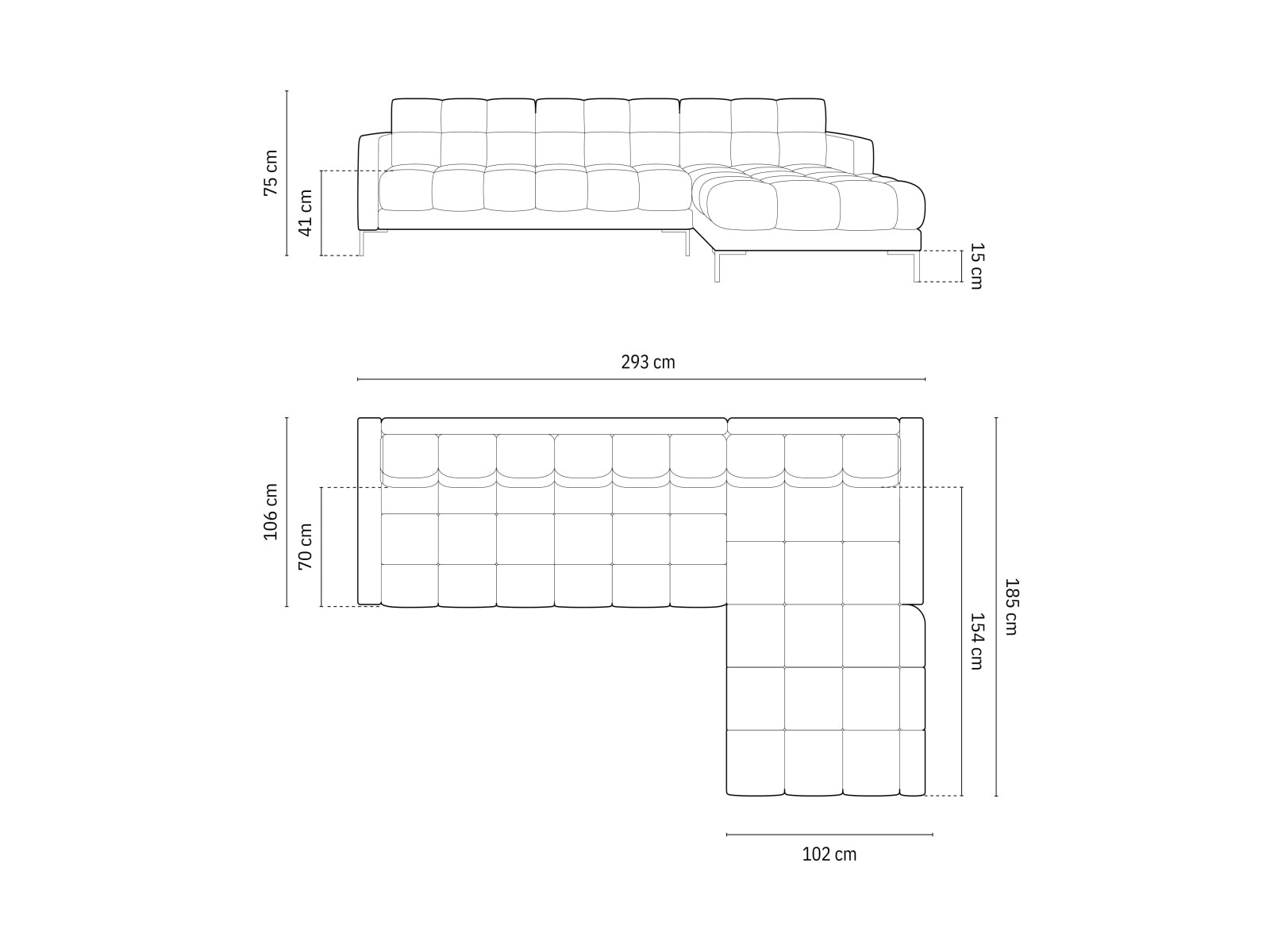 Modernes 5-Sitzer Ecksofa rechts Bali in edlem Black-Bluvel, perfekt für entspannte Stunden und geschmackvolle Wohnräume.