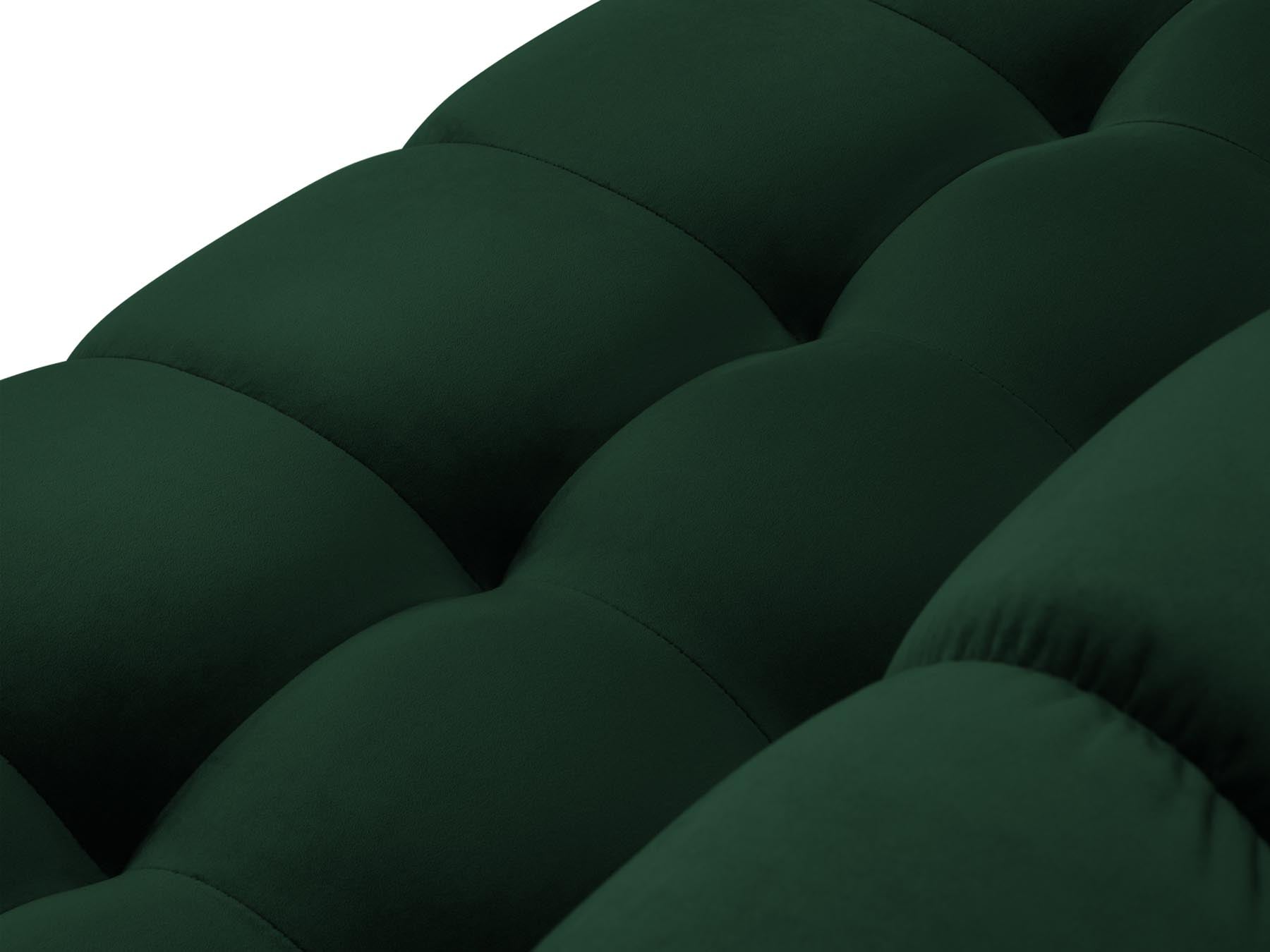 Stilvolles 5-Sitzer Ecksofa rechts Bali in edlem Bottle Green-Bluvel, perfekt für einladende und trendige Wohnambiente.