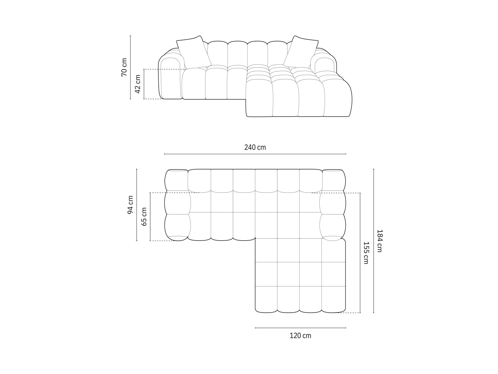 Modernes 3-Sitzer Ecksofa Treno in edlem Cappuccino-Bluvel, perfekt für stilvolle Wohnzimmer, angeboten von Cosmopolitan Design.