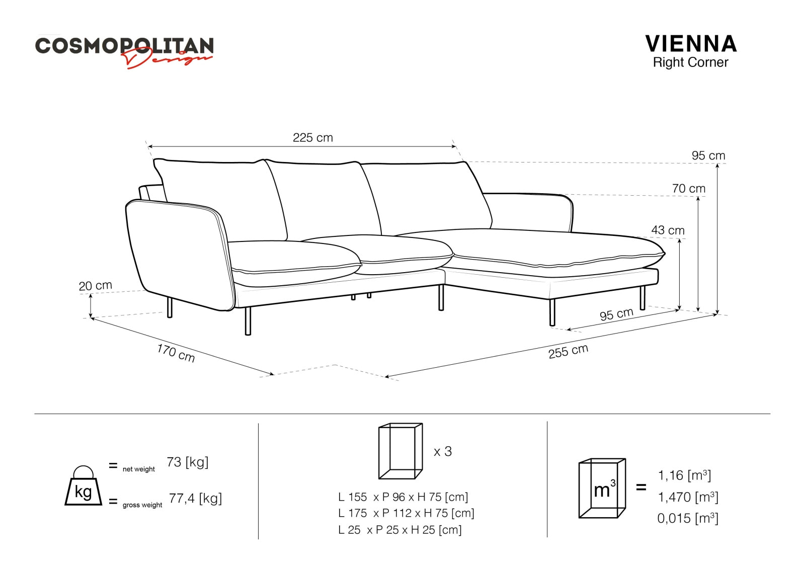 Elegantes 5-Sitzer Ecksofa "Vienna" in grauem Boucle-Stoff, ideal für gemütliche und moderne Wohnräume.