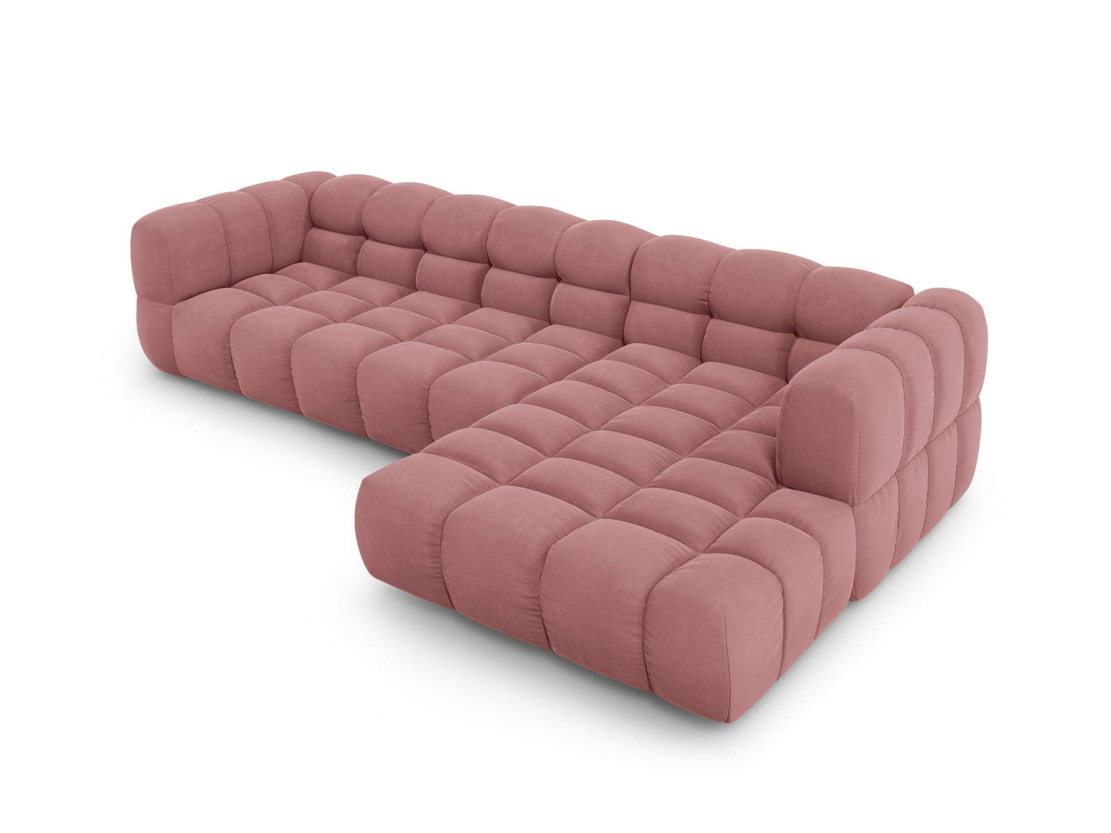 Modulares Ecksofa Sky Velour in sanftem Flamingo-Casino, 4-Sitzer, perfekt für moderne Wohnkonzepte, erhältlich bei Cosmopolitan Design.