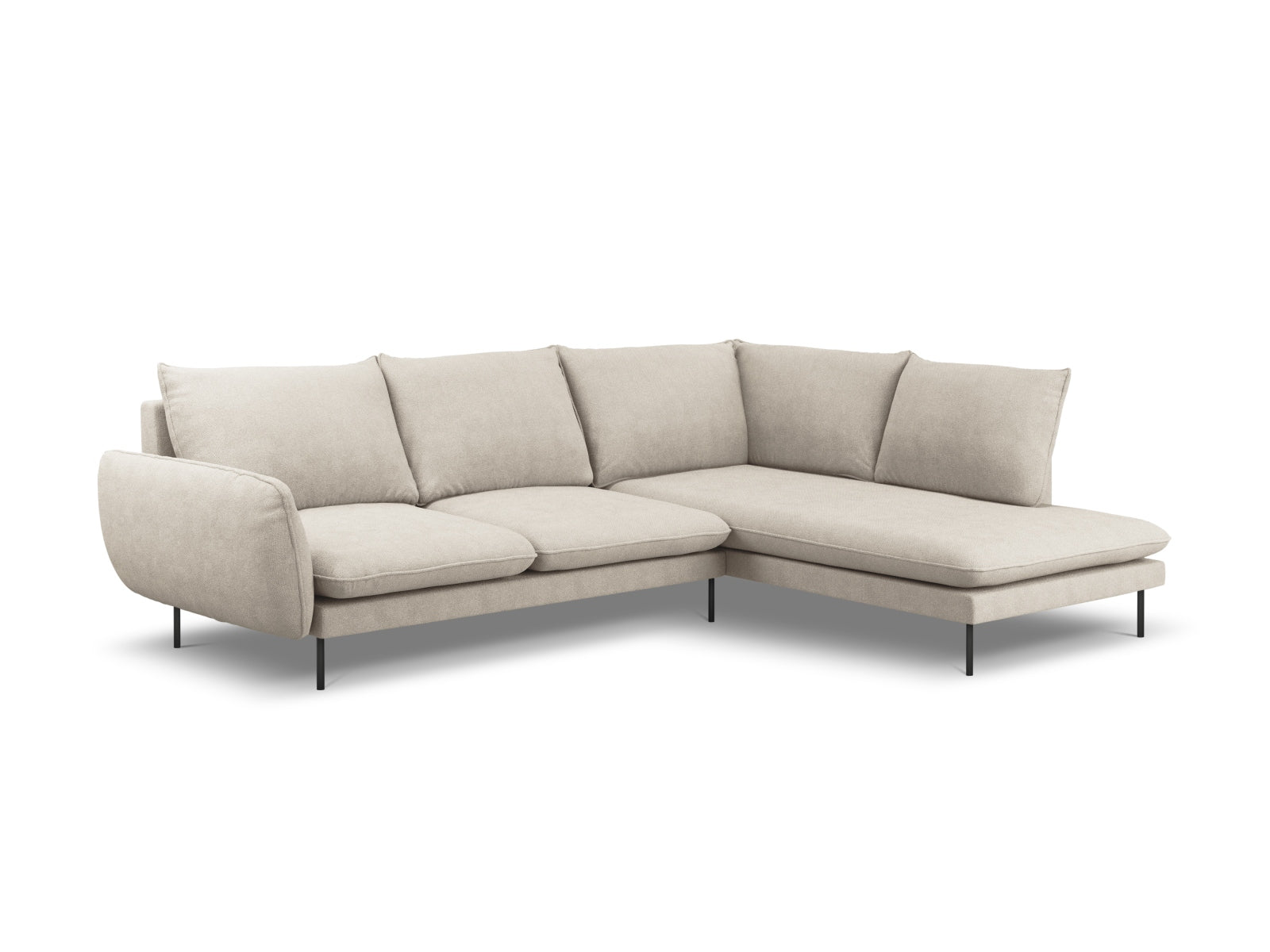 Vienna Ecksofa rechts 6 Sitzer 185cm in Light Beige/Schwarz-Positano präsentiert im Onlineshop von KAQTU Design AG. Ecksofa rechts ist von Cosmopolitan Design