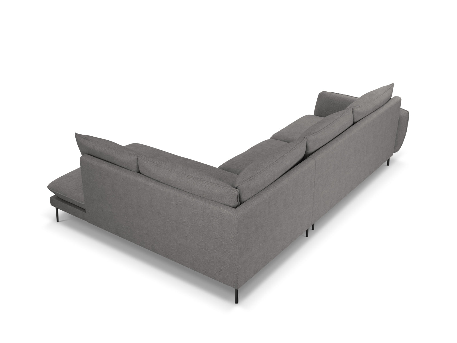 Modernes 6-Sitzer Ecksofa "Vienna" in Dunkelgrau/Schwarz, 185 cm, perfekt für stilvolle Wohnzimmer und gemütliche Abende.