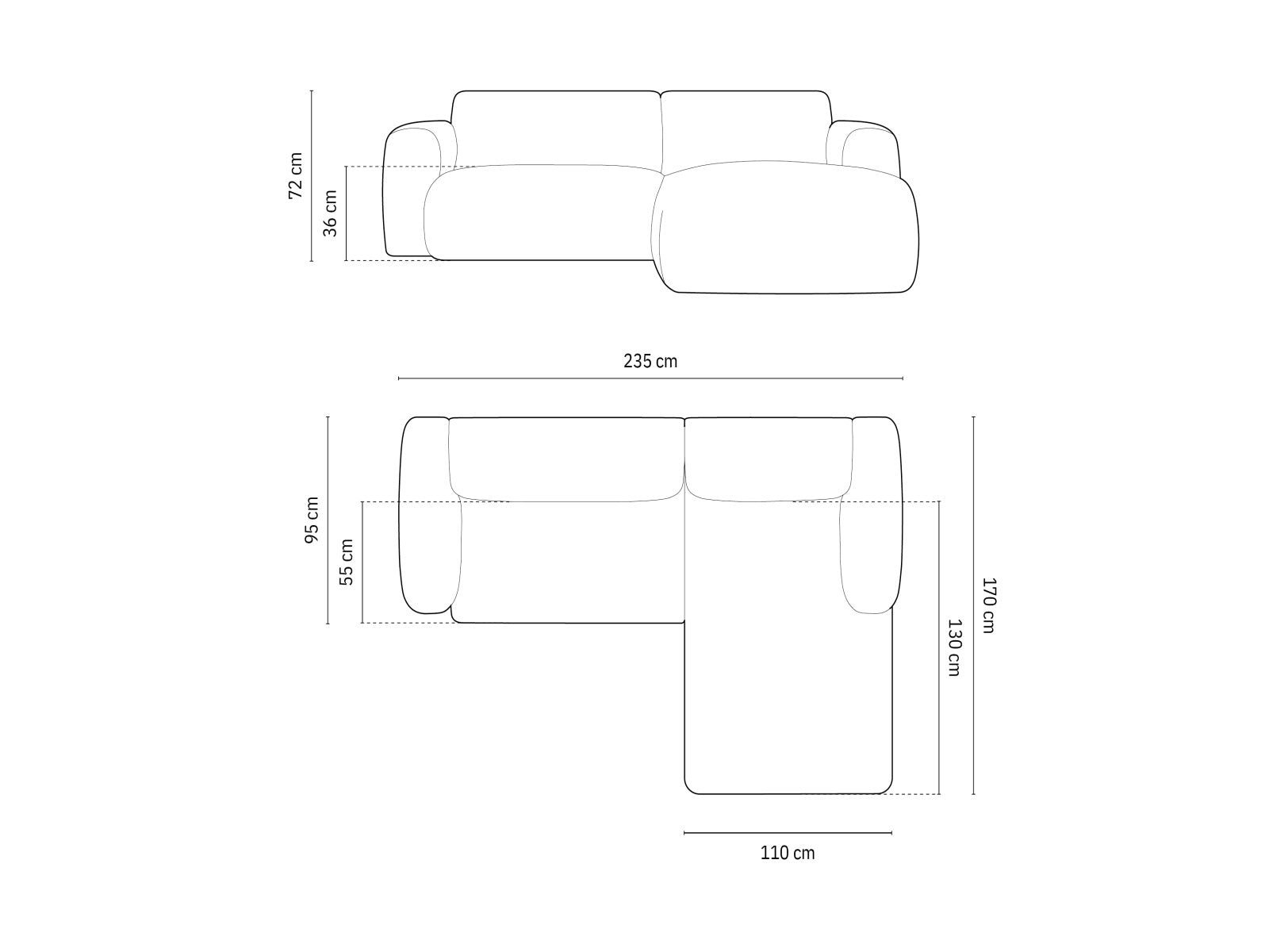 Modernes Nolio Ecksofa in sanftem Beige, 4-Sitzer, 170 cm, ideal für gemütliche Wohnzimmer und zeitgemäße Einrichtung von Cosmopolitan Design.
