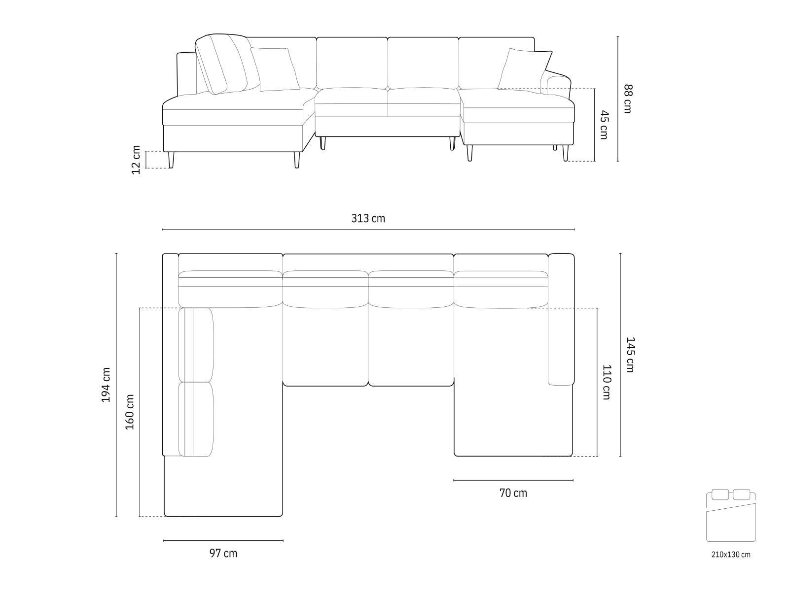 Stylisches Kyoto Velour Panoramic Sofa in Petrol-Riviera, 7-Sitzer mit praktischem Stauraum und komfortabler Schlaffunktion für Gäste.