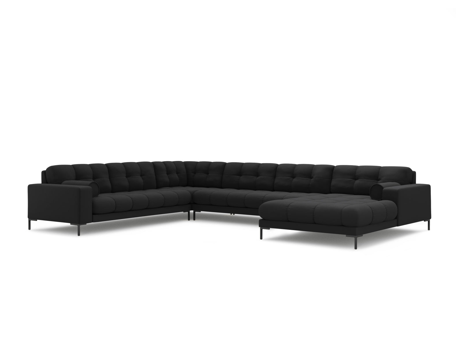 Elegantes 7-Sitzer Ecksofa links Panoramic Bali in modernem Dunkelgrau, ideal für gemütliche und stilvolle Wohnräume von Cosmopolitan Design.