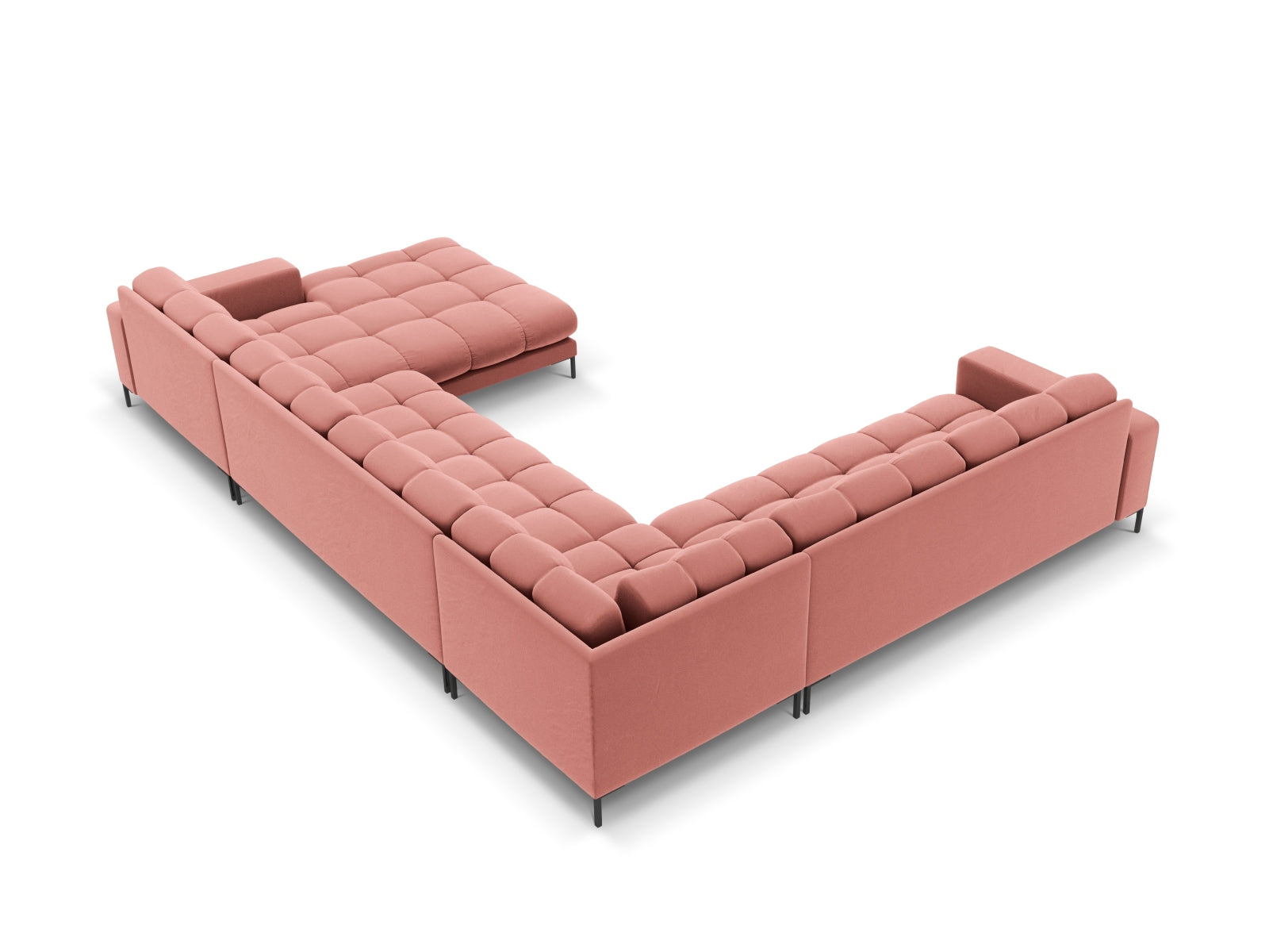 Modernes 7-Sitzer Ecksofa links Bali in Pink-Bluvel, ideal für gemütliche und stilvolle Wohnräume, von Cosmopolitan Design.