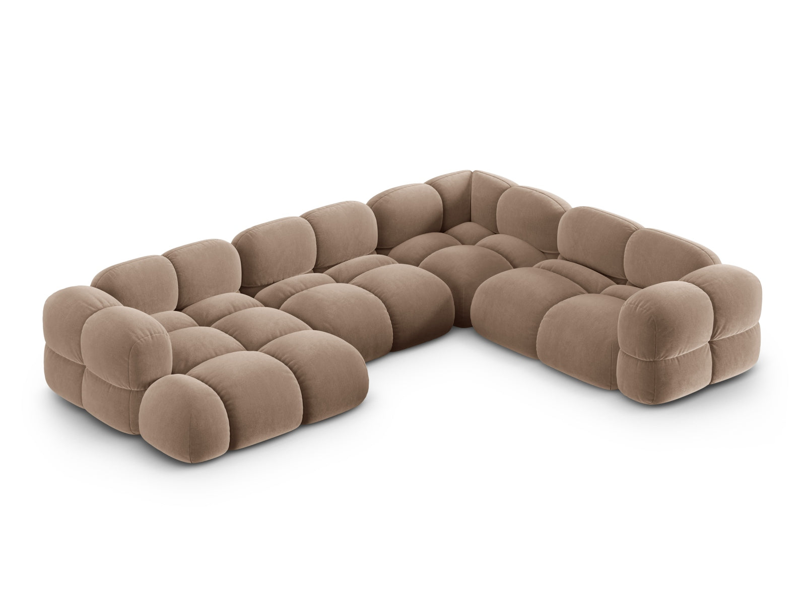 Loretto Velour Panoramic Ecksofa rechts 5 Sitzer 250cm in Dark Beige-Vogue präsentiert im Onlineshop von KAQTU Design AG. Ecksofa rechts ist von Cosmopolitan Design