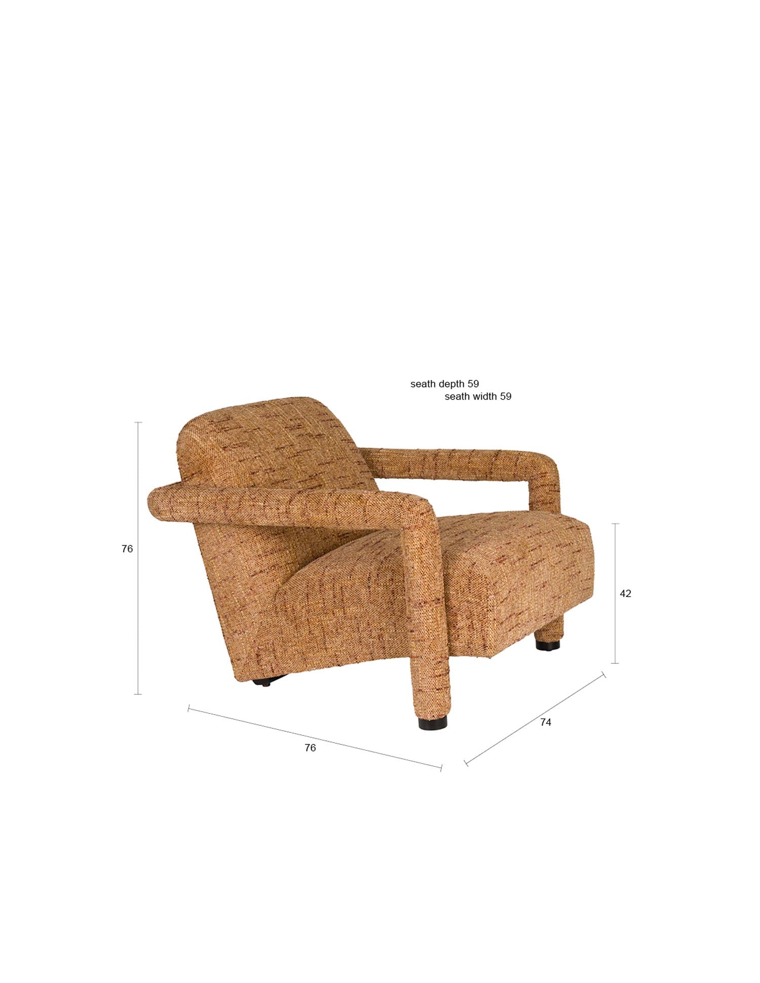 Der Sessel Kent Ochre von Dutchbone vereint elegantes Design mit gemütlichem Komfort und wird zum Blickfang in jedem Raum.