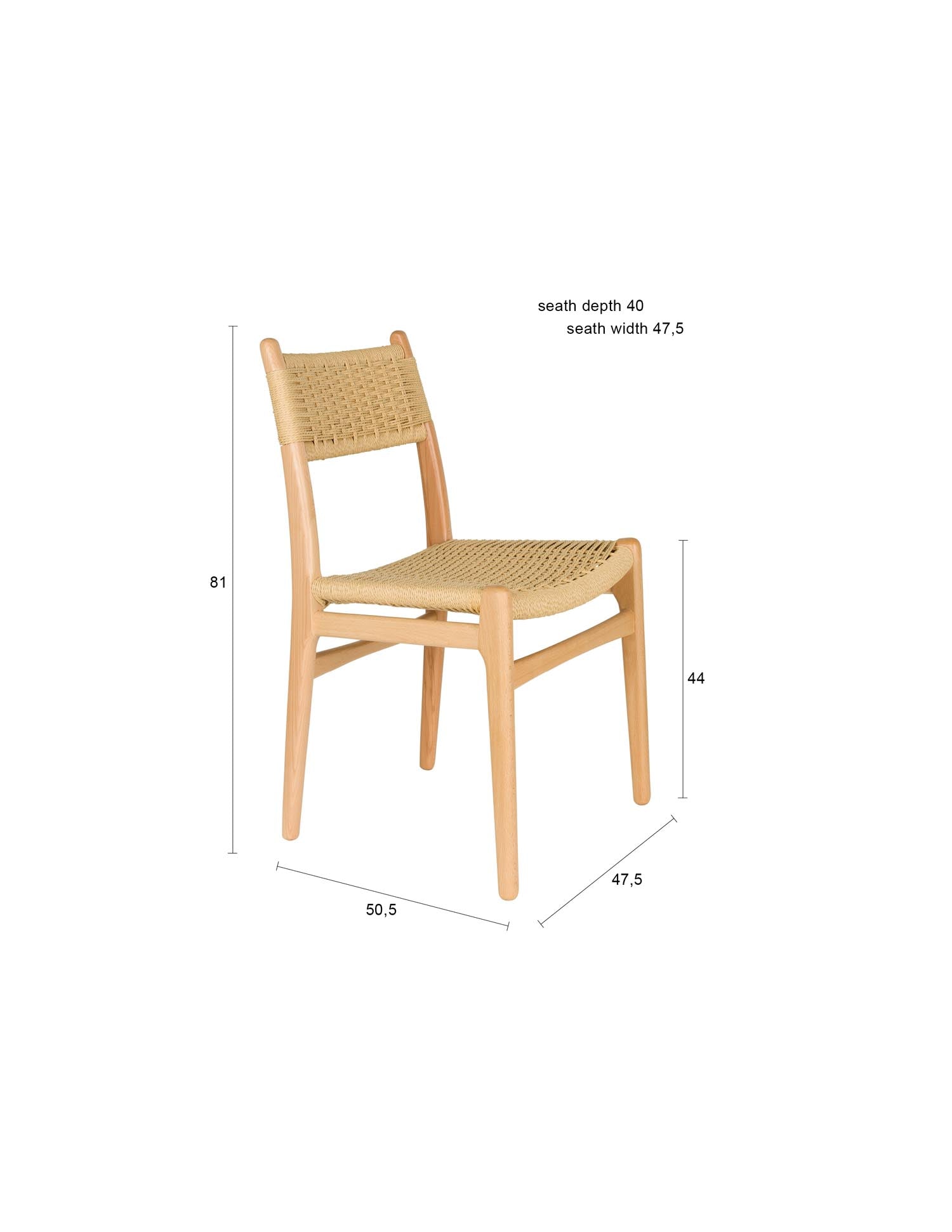 Eleganter Stuhl Cecile Natural von Dutchbone, der durch seine natürliche Holzoptik und komfortable Polsterung besticht.