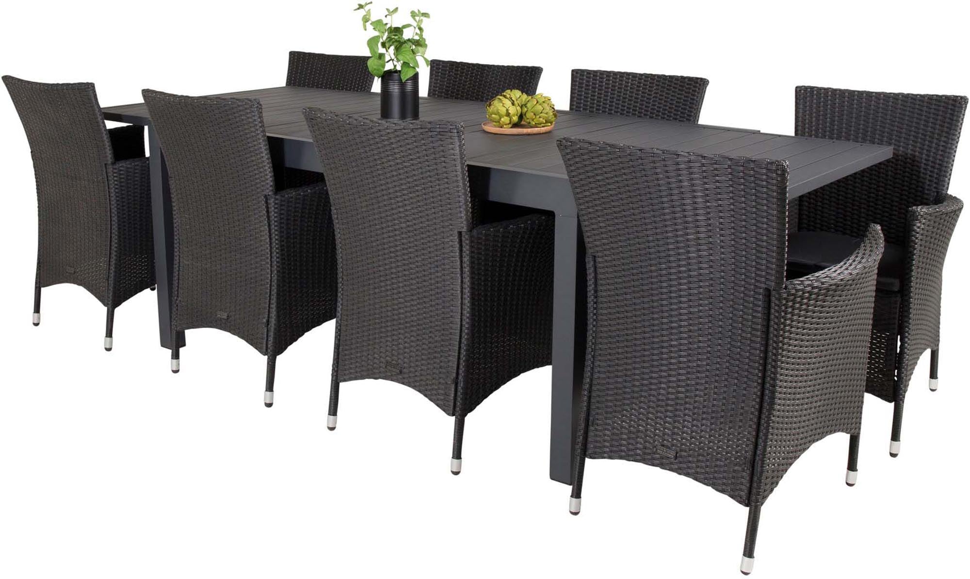 Stylisches Marbella Gartentischset: Ausziehbarer Tisch mit 240 cm und 8 bequemen Stühlen für entspannte Stunden im Freien.