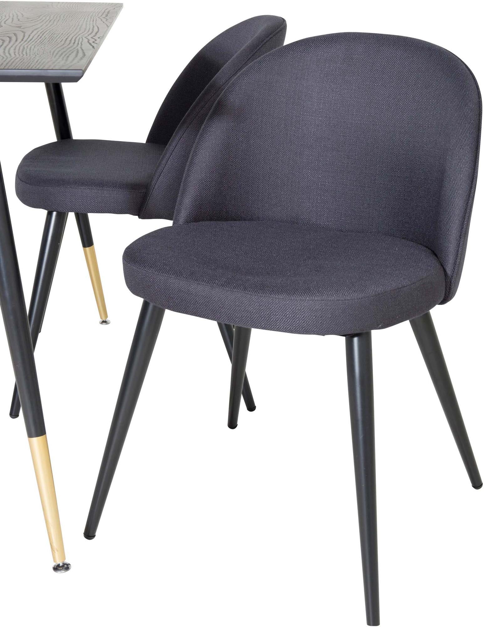 Modernes Esszimmerset mit 120 cm Tisch und vier stilvollen Velvet-Stühlen von Venture Home, ideal für gemütliche Essbereiche.