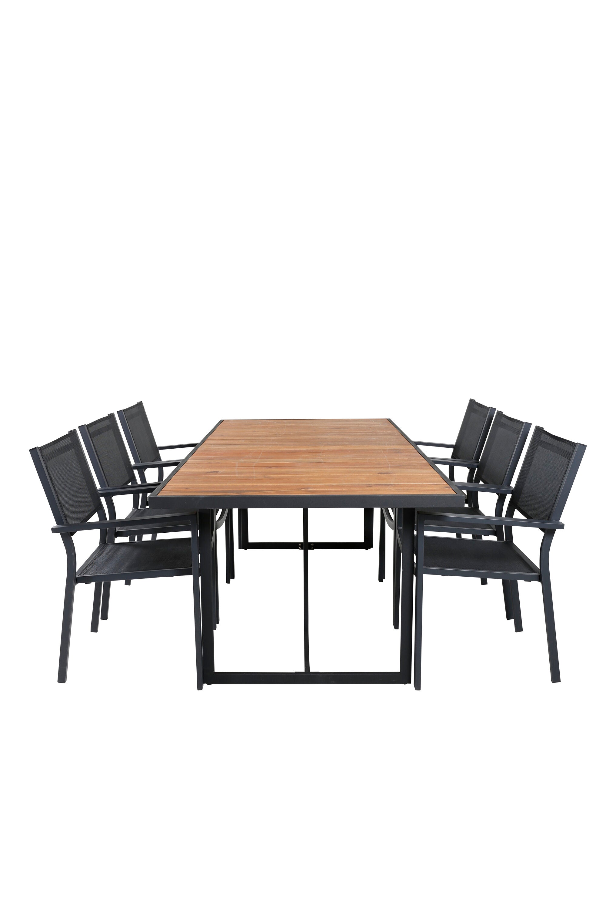 Elegantes rechteckiges Gartentisch-Set mit Copacabana-Stühlen von Venture Home, ideal für entspannte Stunden im Freien.