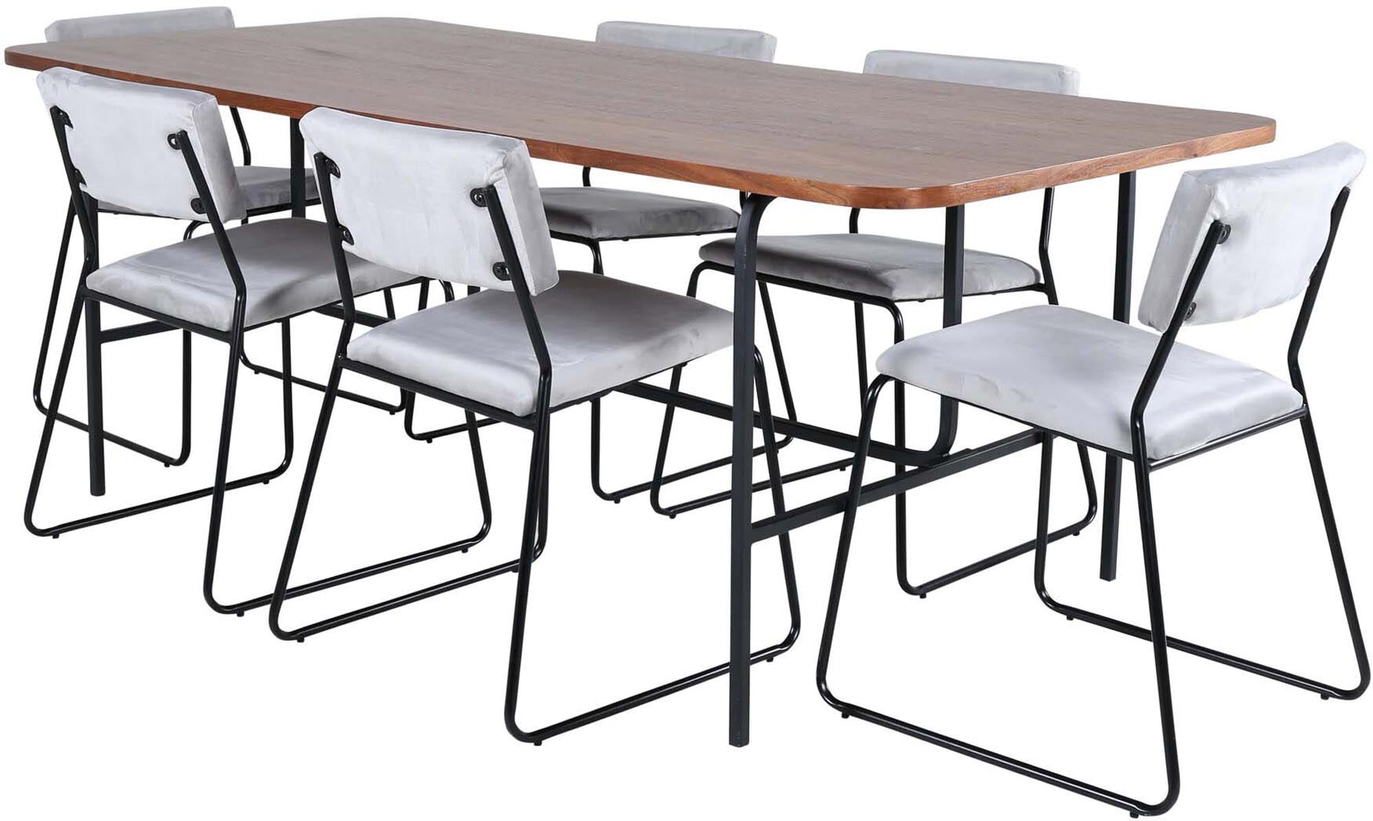 Elegantes Esszimmerset Uno mit Kenth Tisch (200cm) und 6 Stühlen, ideal für stilvolle Essbereiche von Venture Home.