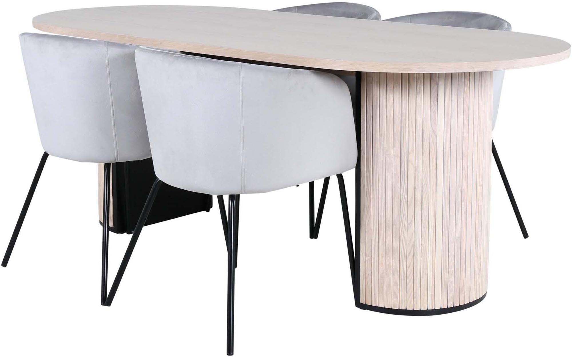 Elegantes 4-teiliges Esszimmerset Bianca mit Berit, 200 cm, perfekt für gemütliche Familienessen und stilvolle Dinnerpartys.