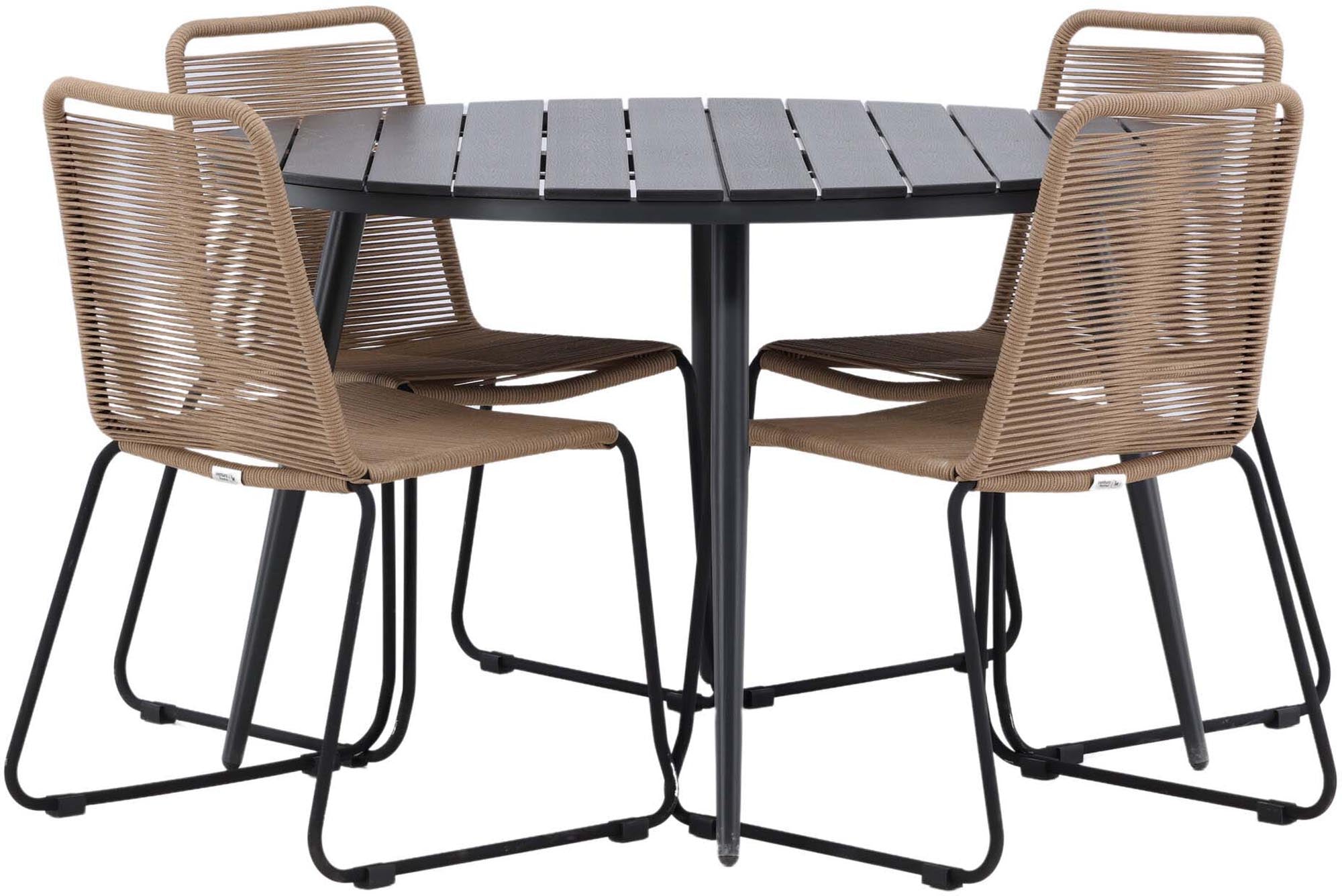 Erleben Sie gesellige Stunden im Freien mit dem Break Outdoor-Tischset von Venture Home. Moderner Tisch und bequeme Lindos-Stühle für jeden Garten.