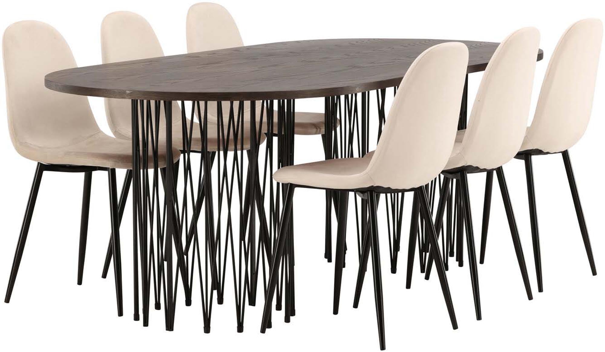Modernes Esszimmerset aus robustem Stein, inklusive 6 stilvollen Stühlen, ideal für gesellige Abende und elegante Essensanlässe.