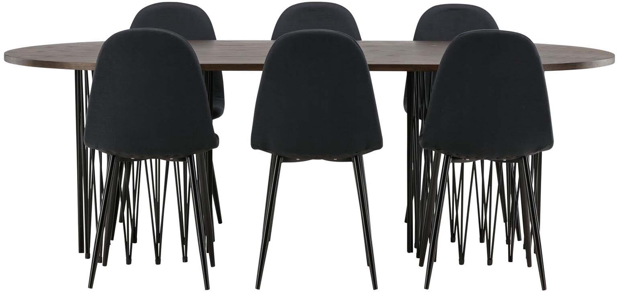 Modernes Esszimmerset aus Stein mit 6 stilvollen Stühlen, ideal für gesellige Abende und elegante Essbereiche.