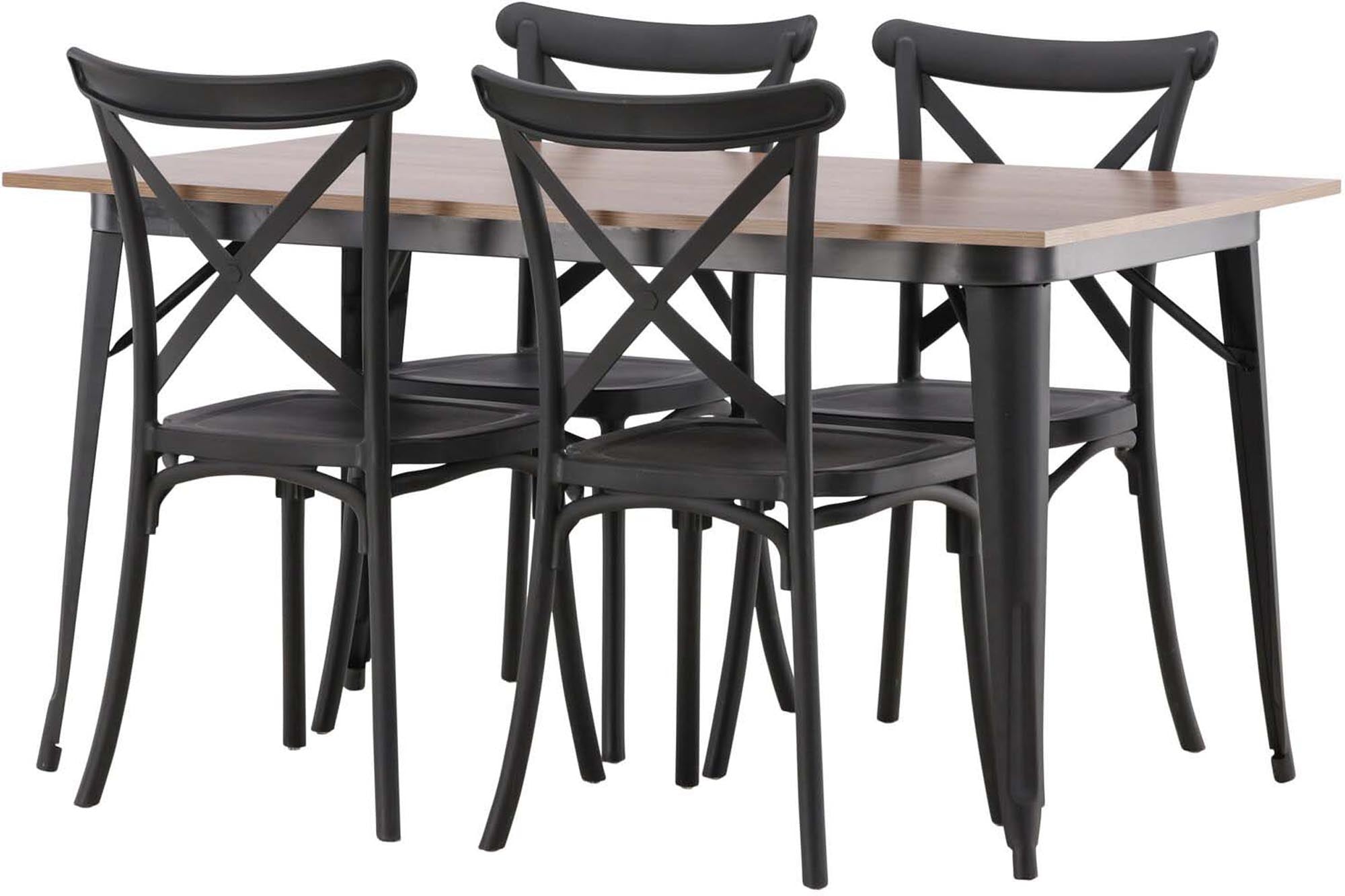 Elegantes Esszimmerset Tempe mit 140 cm Tisch und 4 stilvollen Stühlen von Venture Home für ein modernes Ambiente.