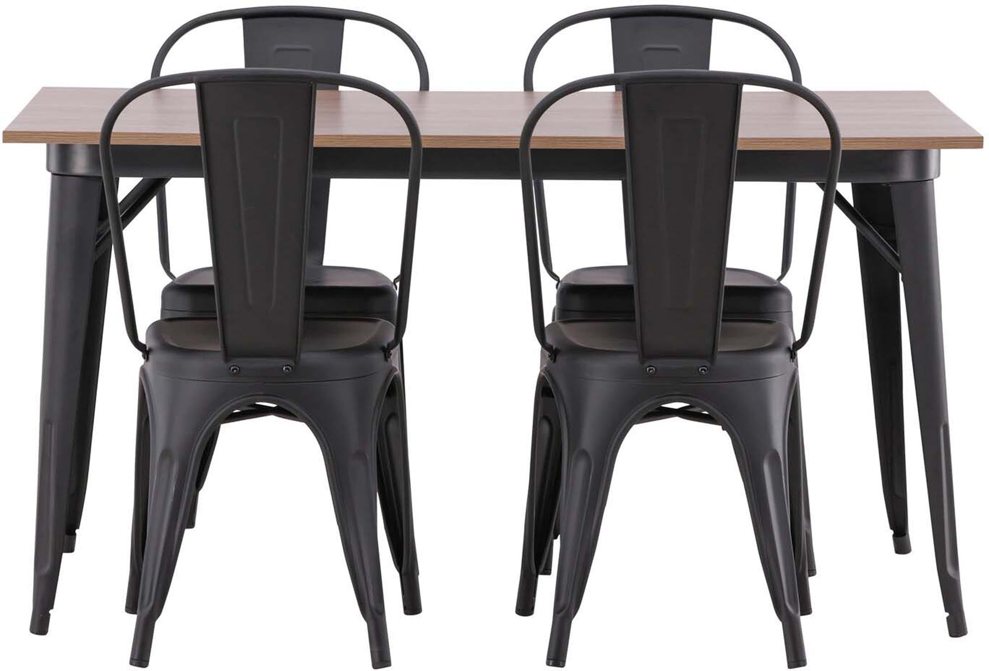 Modernes Esszimmerset Tempe mit 140 cm Tisch und vier stilvollen Stühlen, ideal für gemütliche Mahlzeiten und einladende Esszimmer.