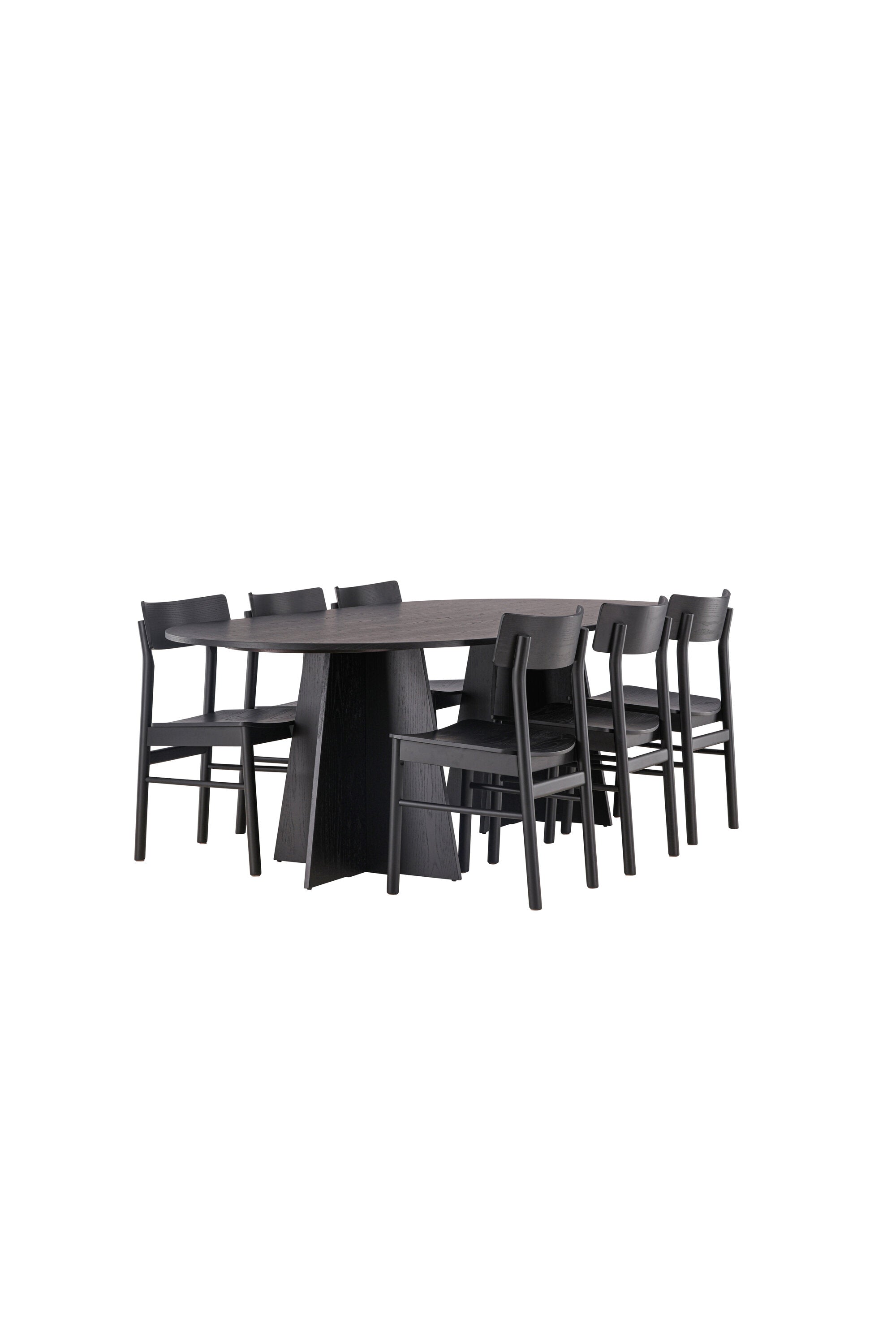 Stilvolles Esszimmerset mit Bootcut Oval Esstisch und 6 modernen Montros Stühlen von Venture Home für ein einladendes Ambiente.