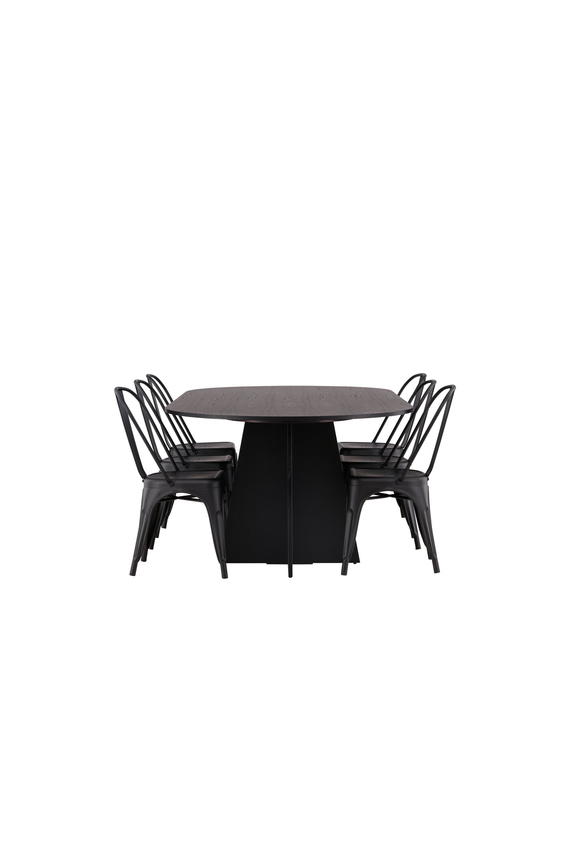 Stilvolles Esszimmerset mit Bootcut Oval Esstisch und vier modernen Tempe Stühlen von Venture Home für ein einladendes Ambiente.