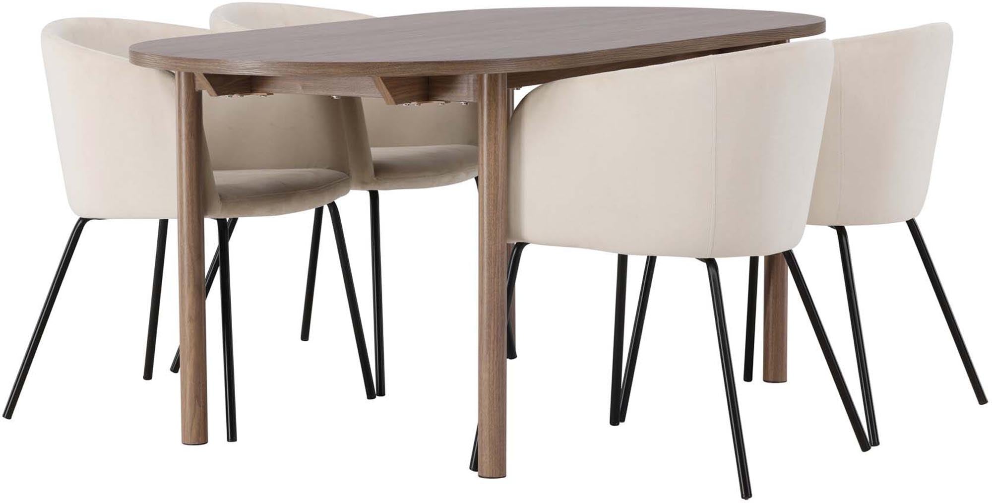 Modernes Esszimmerset Andy mit 4 stilvollen Berit Stühlen, 180 cm lang, ideal für gemütliche Familienessen und elegante Anlässe.