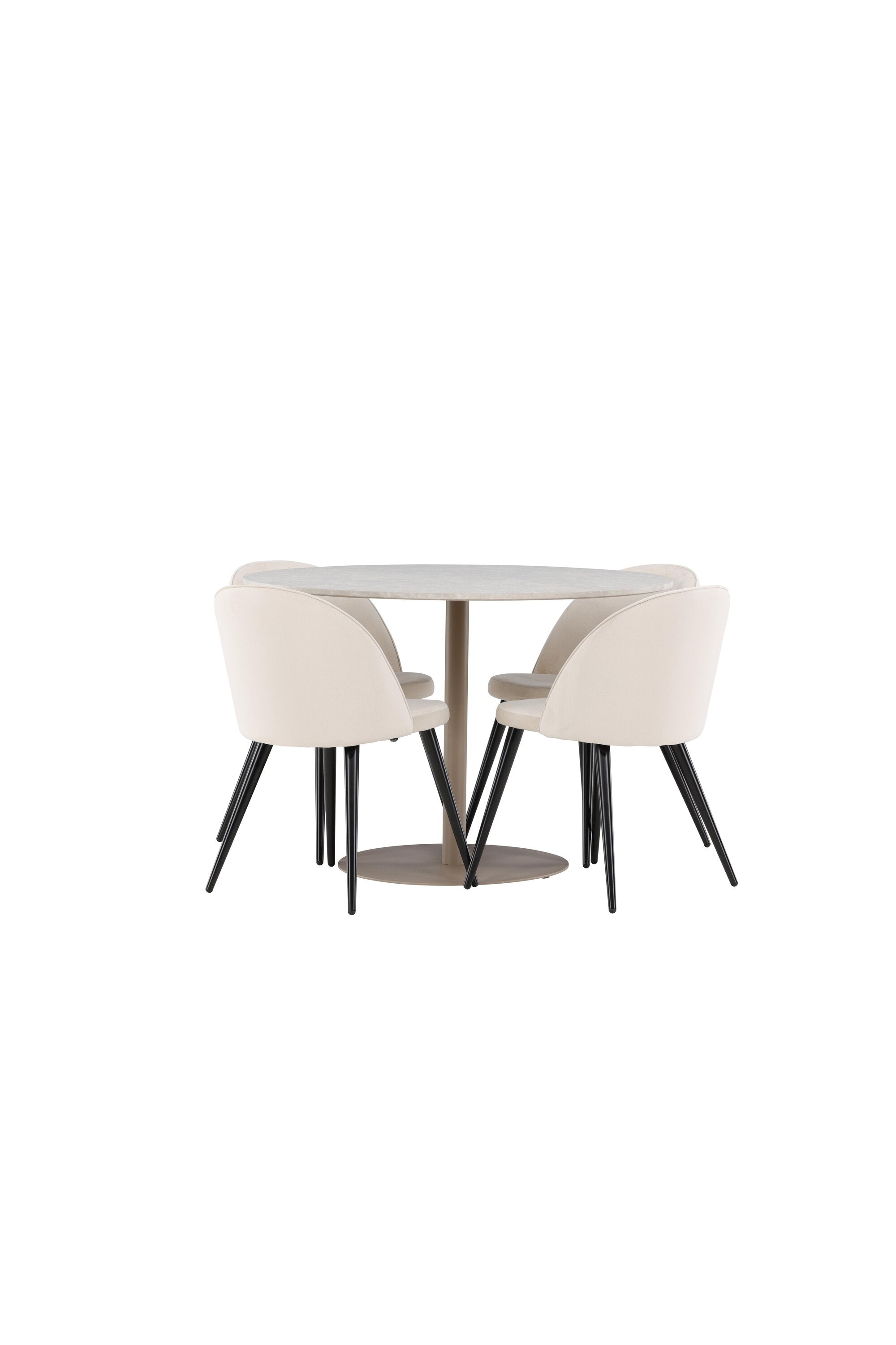 Esszimmerset Copenhagen + Petra mit runder Tischplatte ⌀140cm und 4 Stühlen, modernes Design von Venture Home, ideal für stilvolle Essbereiche.