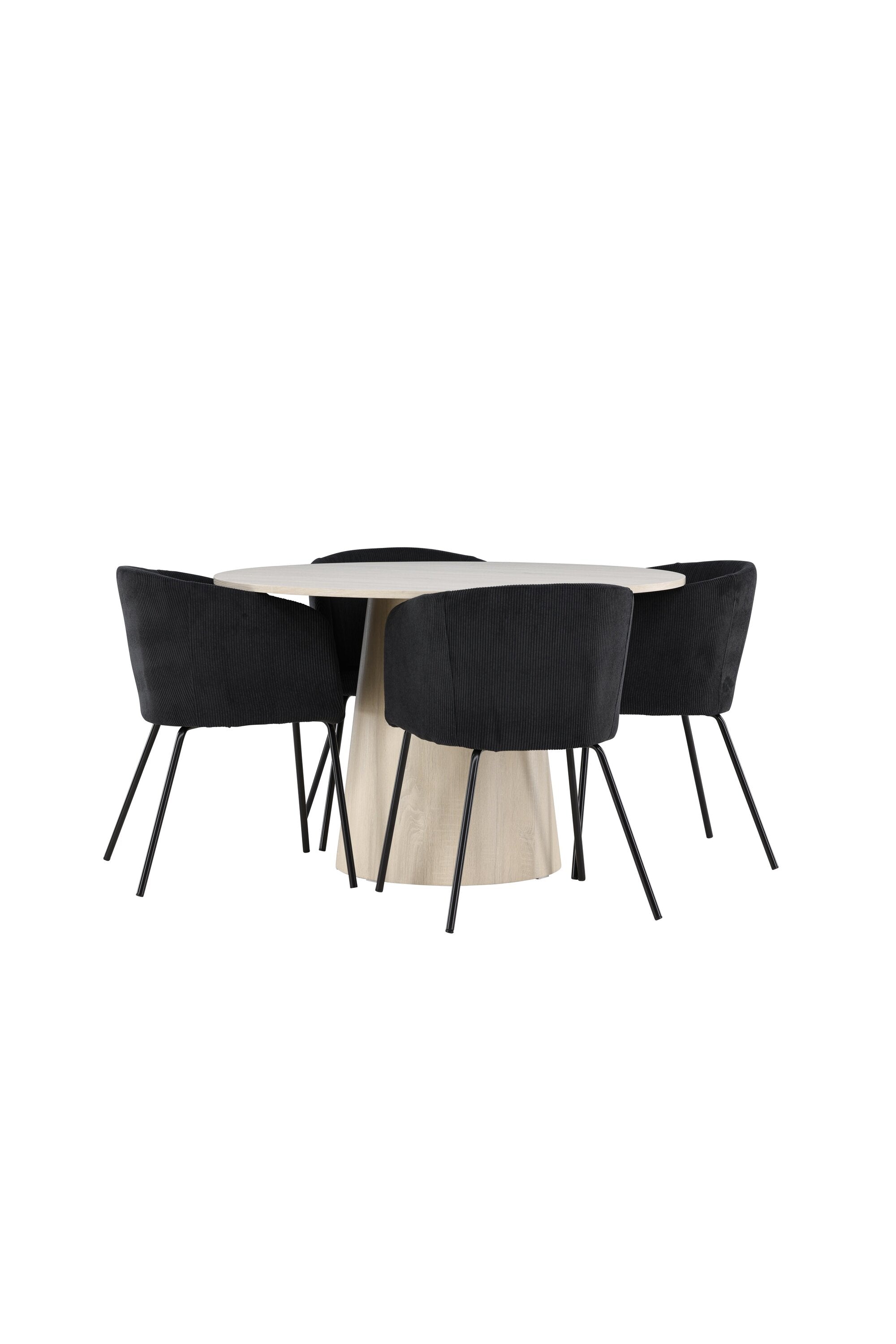 Elegantes Esstischset bestehend aus dem Lanzo Esstisch und dem stilvollen Berit Esszimmerstuhl von Venture Home.