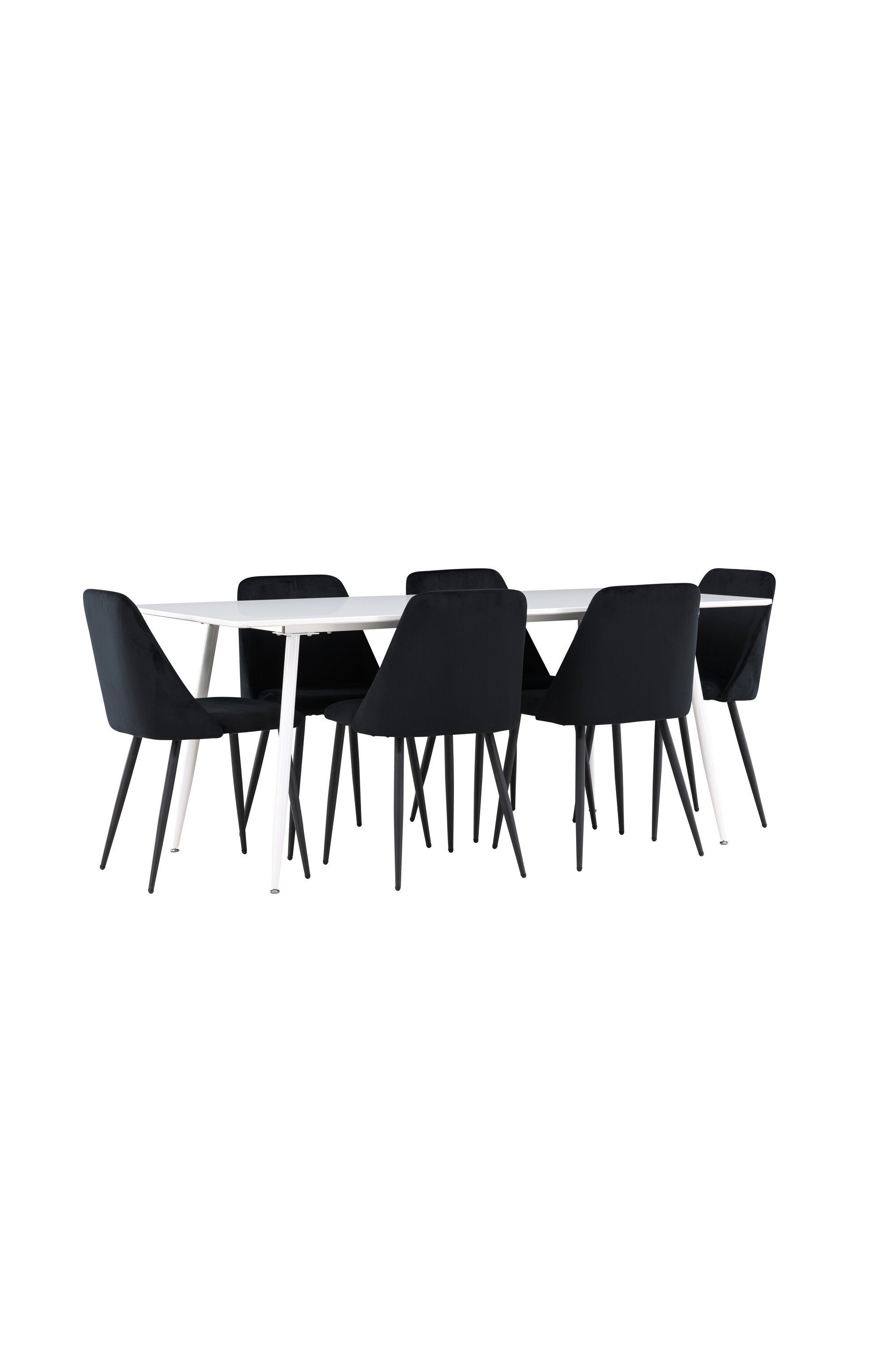 Elegantes Esstischset bestehend aus dem Silar Esstisch und den Night Esszimmerstühlen von Venture Home, ideal für moderne Wohnräume.