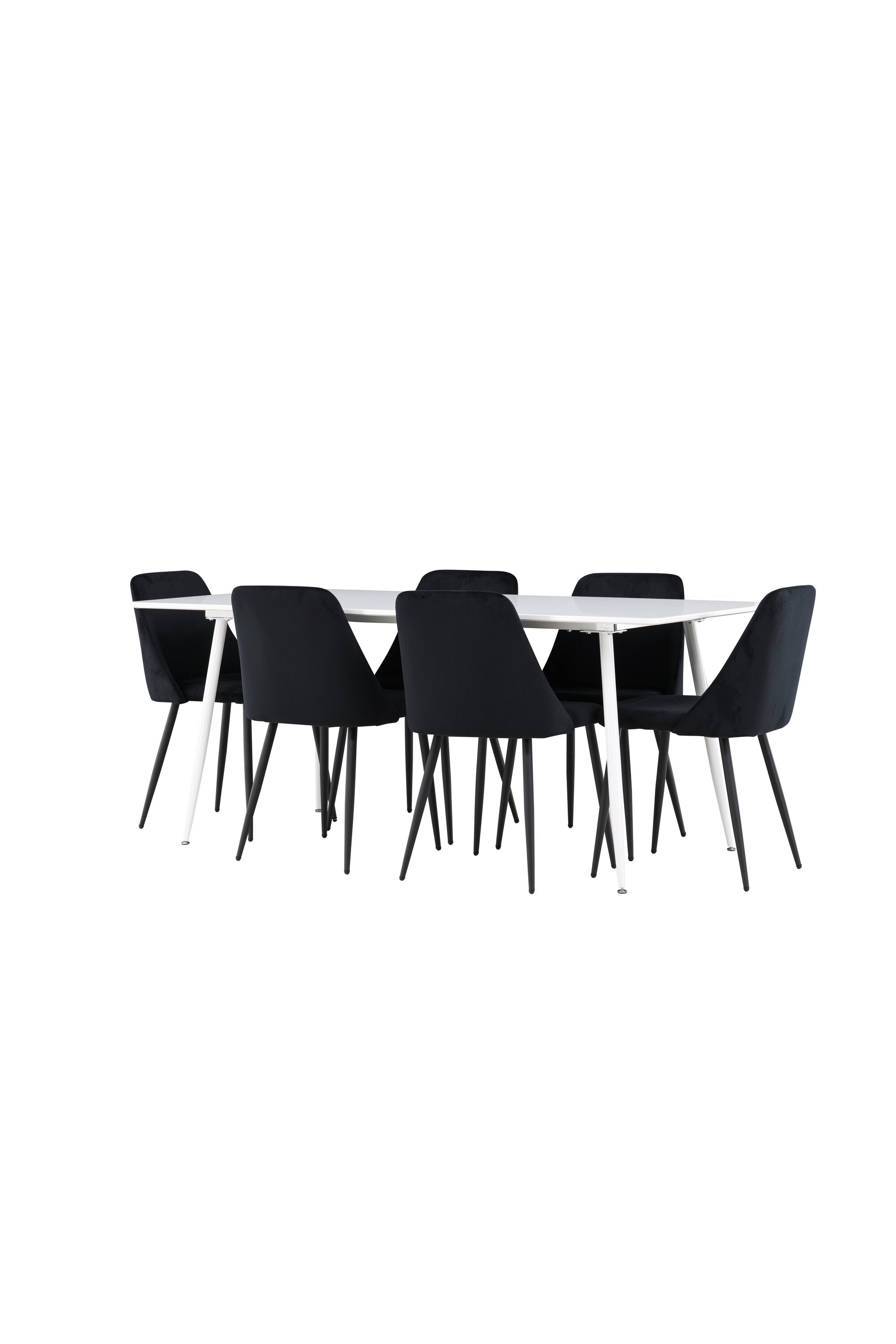 Elegantes Esstischset bestehend aus dem Silar Esstisch und den Night Esszimmerstühlen von Venture Home, ideal für moderne Wohnräume.