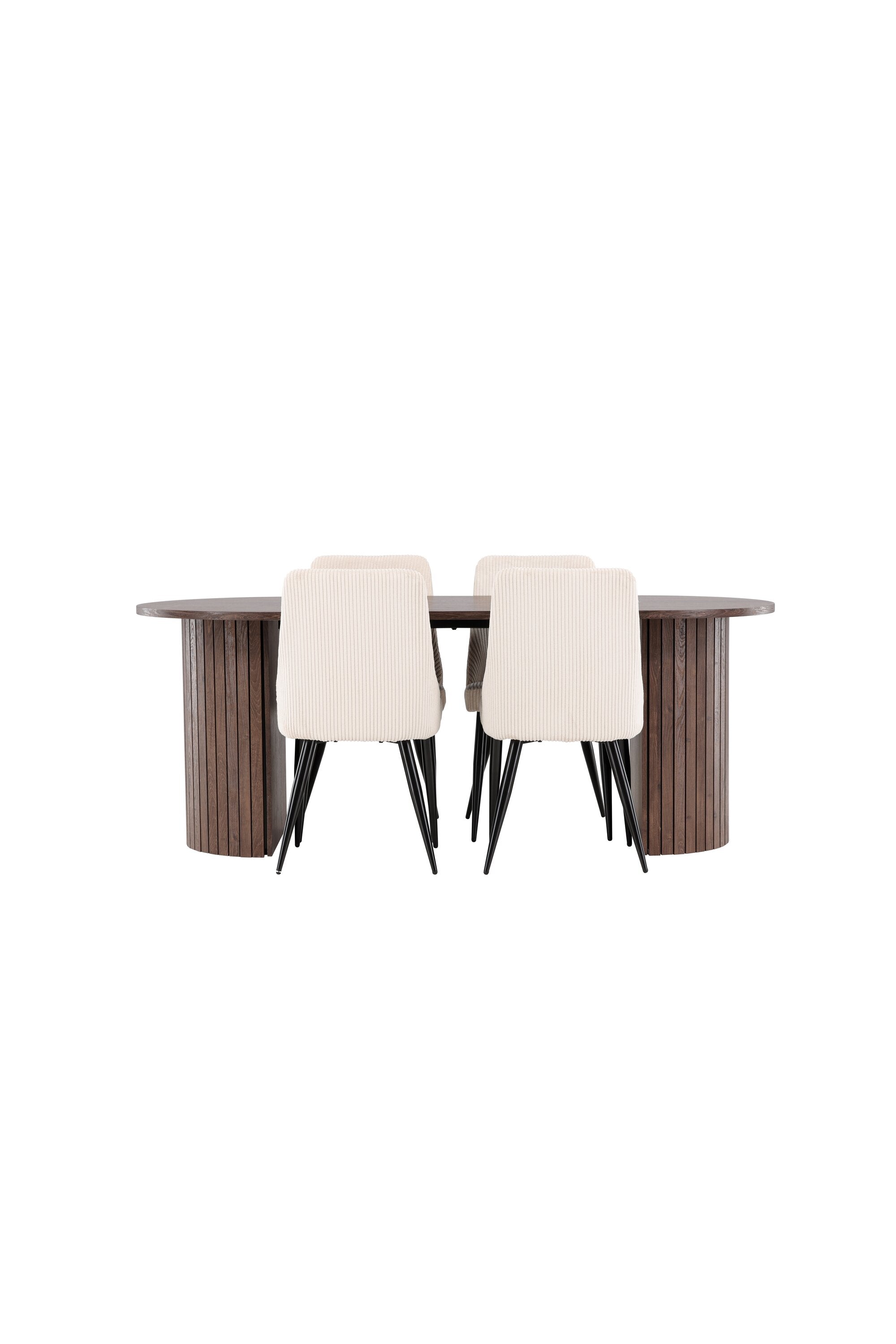 Stilvolles Esstischset mit dem Härön Esstisch und Leone Stühlen, perfekt für moderne Esszimmer und gesellige Abende.