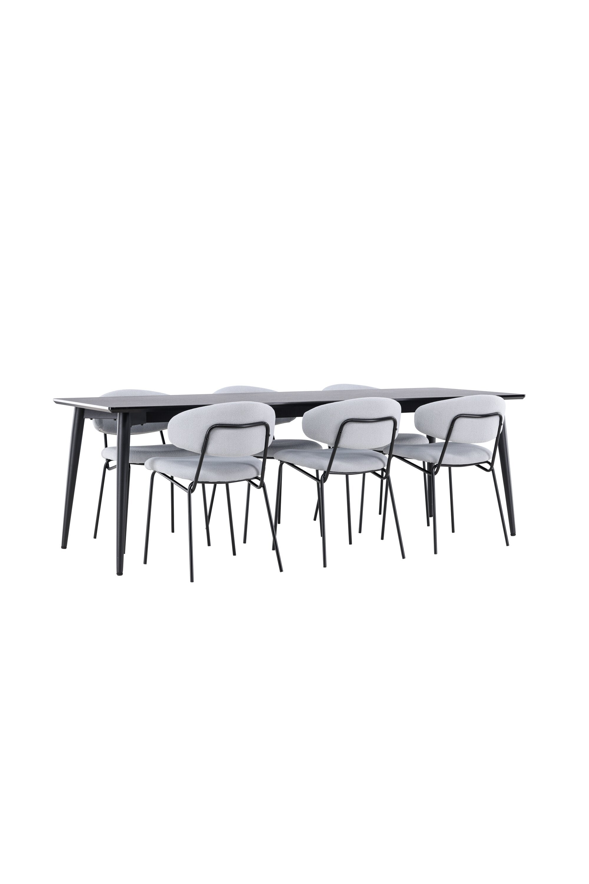 Elegantes Esstischset bestehend aus dem Ellis Tisch und Chico Stühlen, ideal für gemütliche Esszimmer und gesellige Abende.