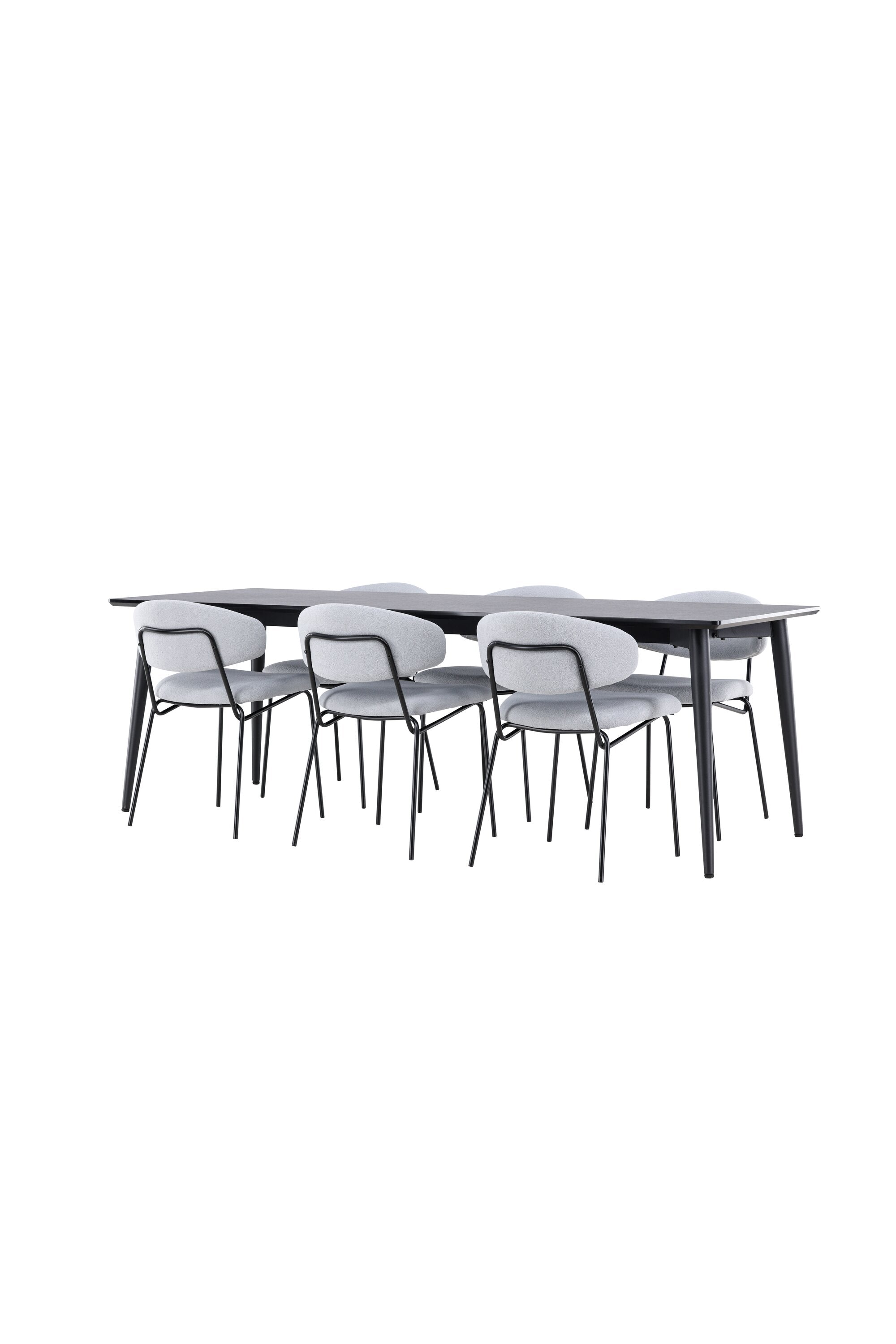 Elegantes Esstischset bestehend aus dem Ellis Tisch und Chico Stühlen, ideal für moderne Essbereiche und gesellige Zusammenkünfte.