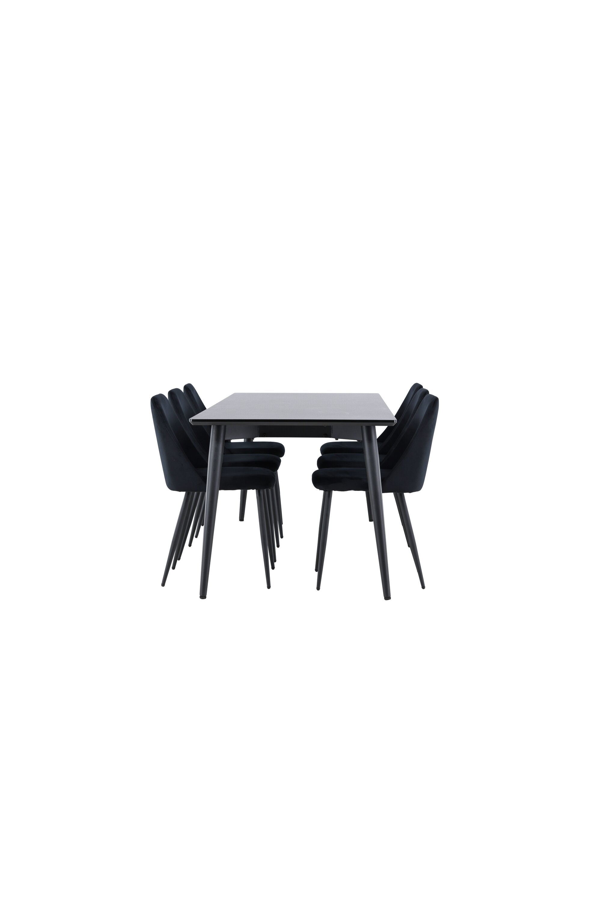 Elegantes Esstischset bestehend aus dem Ellis Esstisch und dem stilvollen Night Esszimmerstuhl von Venture Home, perfekt für moderne Esszimmer.