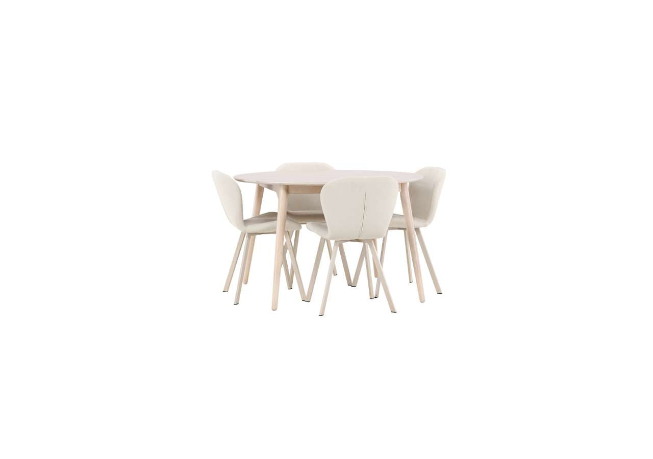 Moderner Esstisch Flora mit Lilja Stühlen von Venture Home – stilvolles Design für ein einladendes Esszimmer.