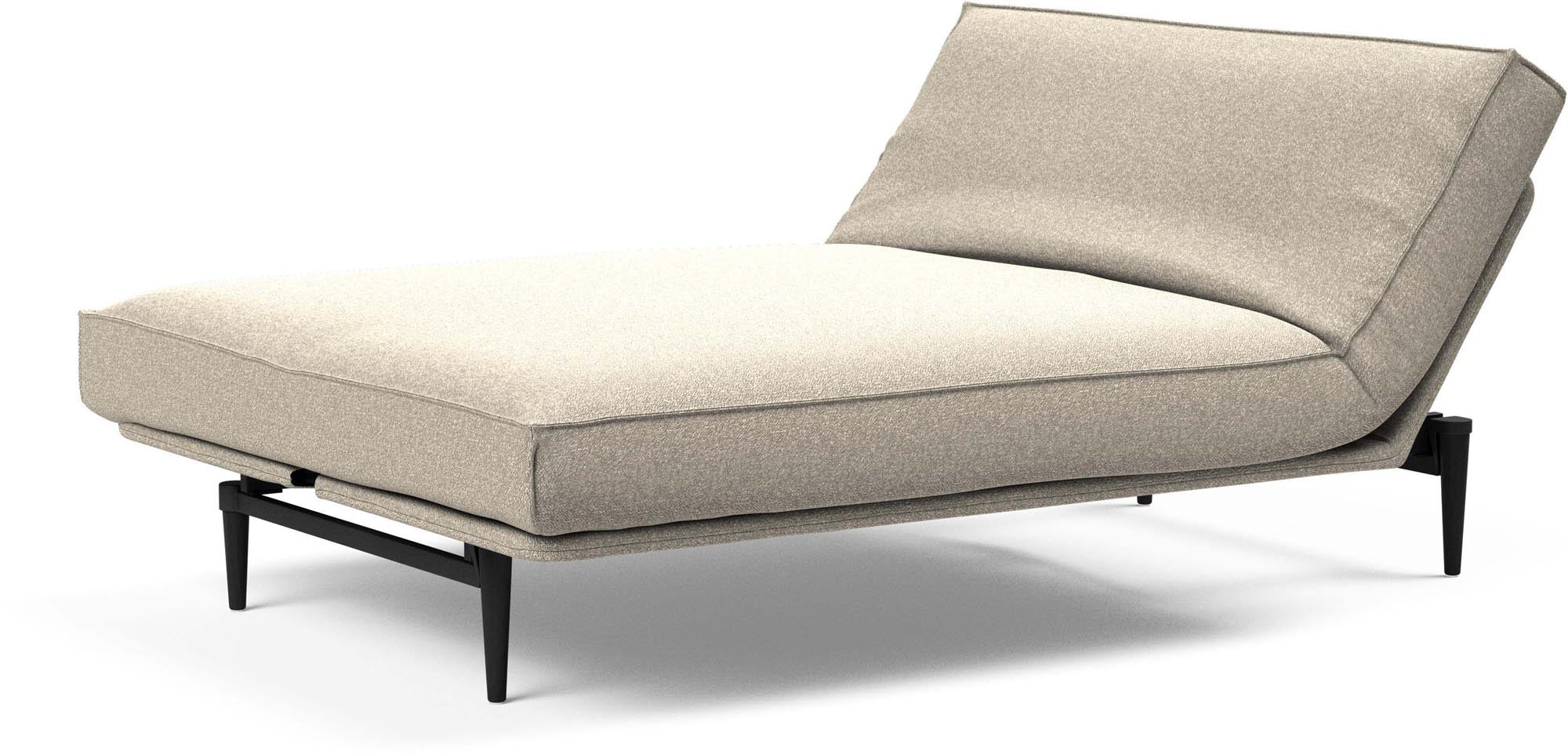 Stylisches Colpus Bettsofa in Schwarz mit Eichenholz-Akzenten, ideal für kleine Räume und als komfortable Schlafgelegenheit.