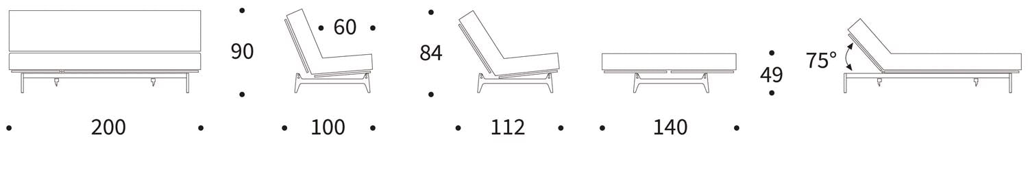 Modernes Aslak 140 Bettsofa von Innovation Living, das durch seinen stilvollen Nordic-Look und den weichen Gestellbezug besticht.