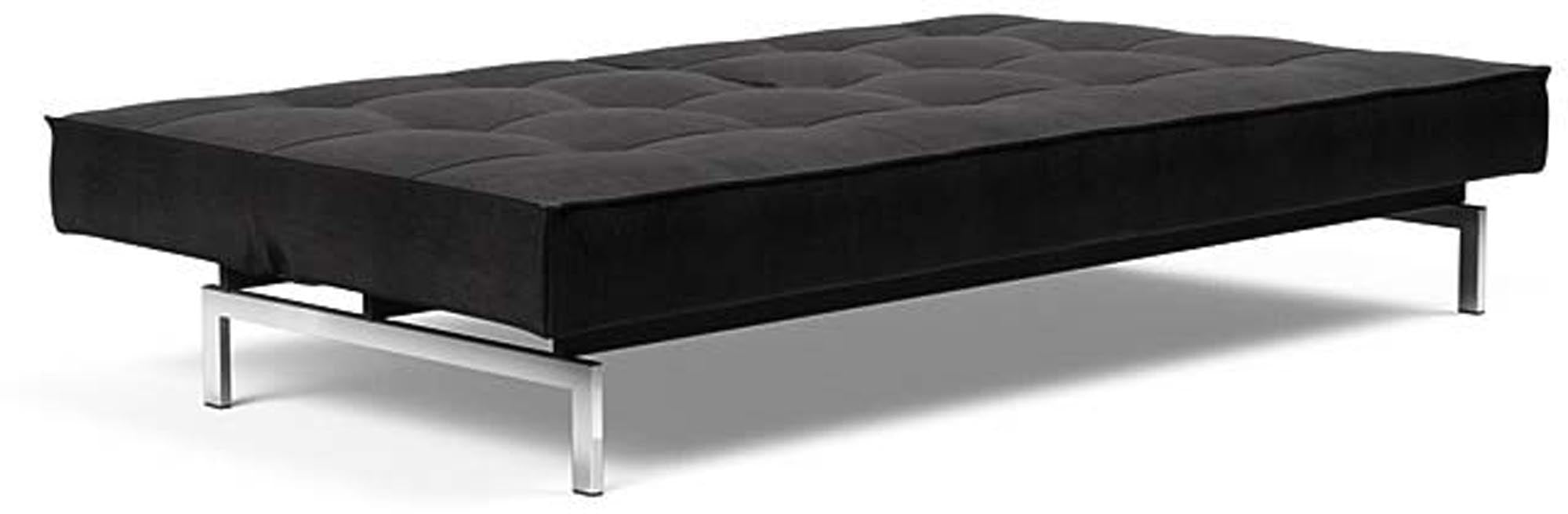 Modernes Splitback Sofabett 115 Chrom von Innovation Living, ideal für kleine Räume und vielseitige Nutzung als Sofa oder Bett.