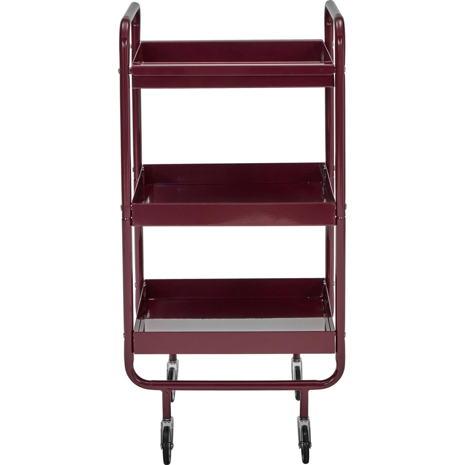 Eleganter HDRoll Trolley in Bordeaux von House Doctor: Robuster Stahl, vielseitig, mit abnehmbarem Tablett und 360°-Rollen.